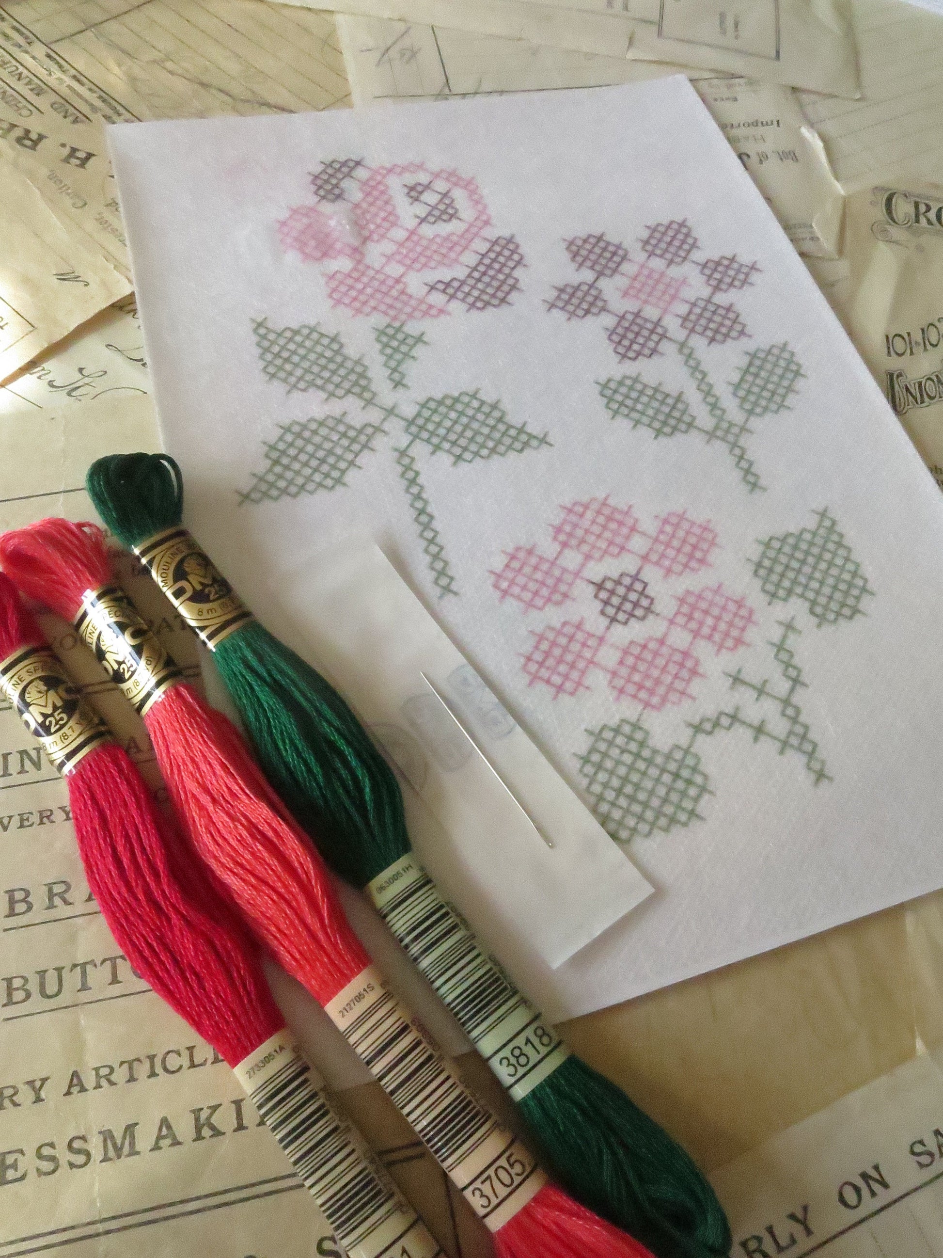 Flowers Collection Magic Paper Cross Stitch Embroidery Kit DMC