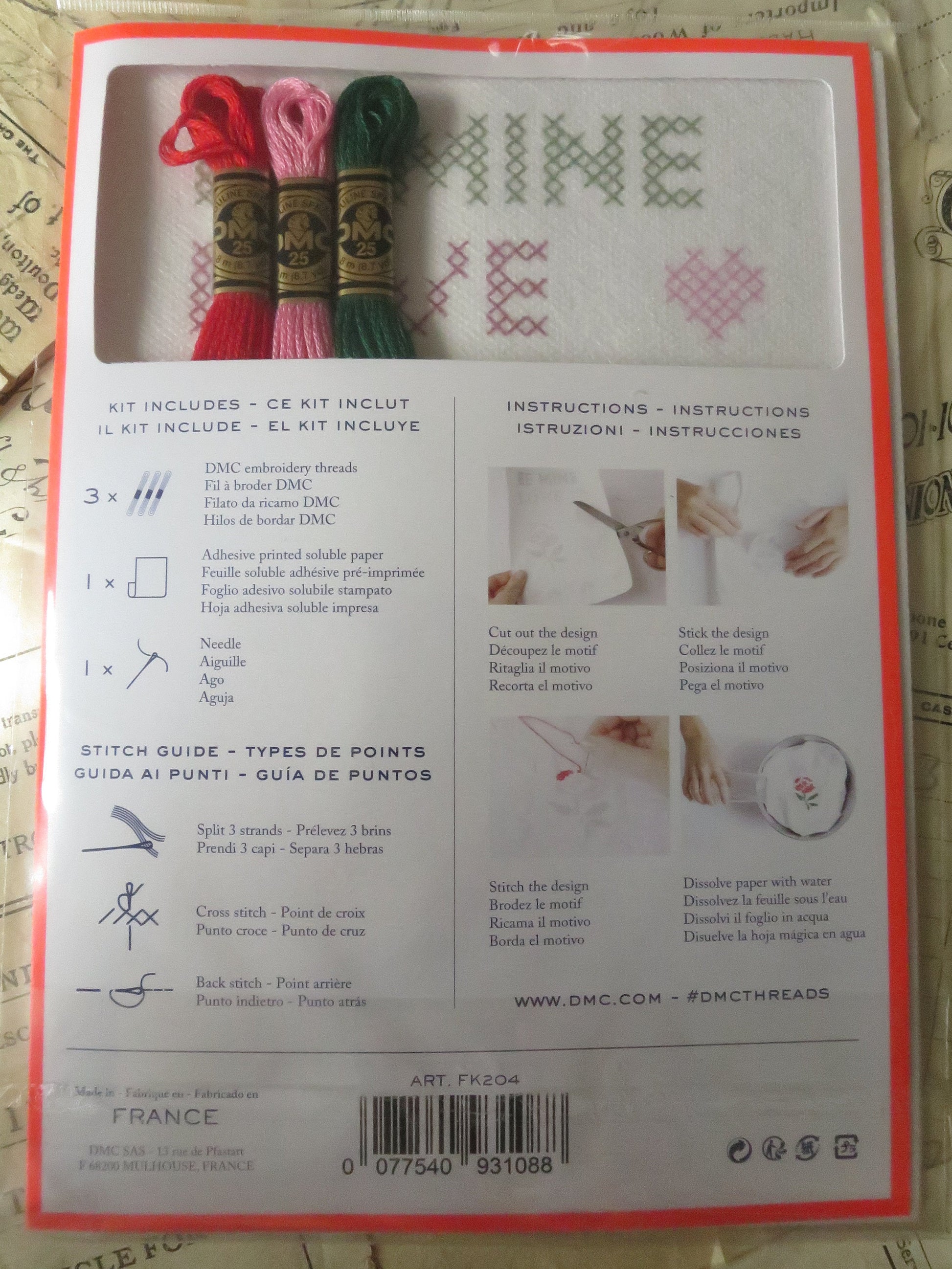 Love Collection Magic Paper Cross Stitch Embroidery Kit DMC