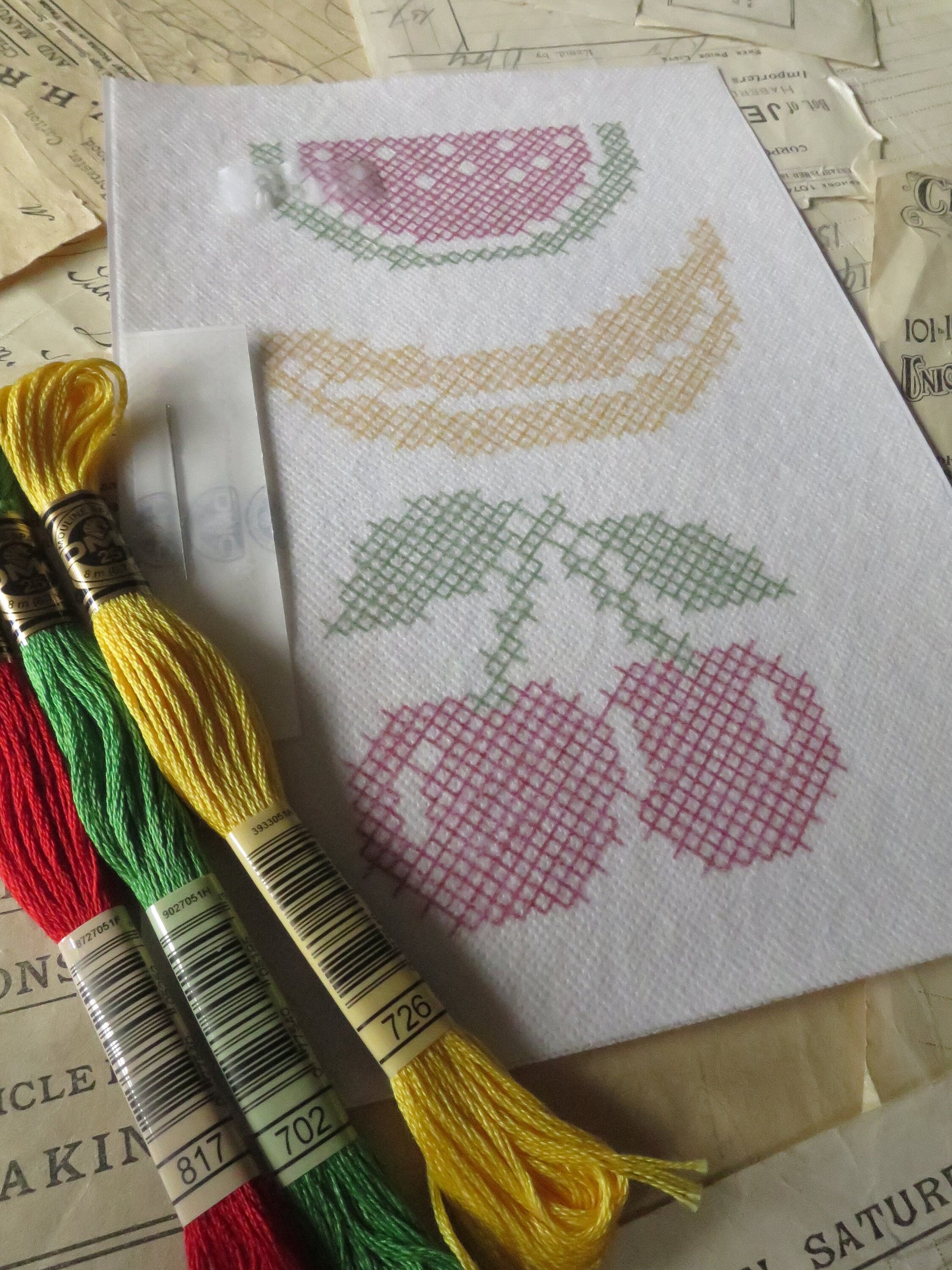 Fruits Collection Magic Paper Cross Stitch Embroidery Kit DMC