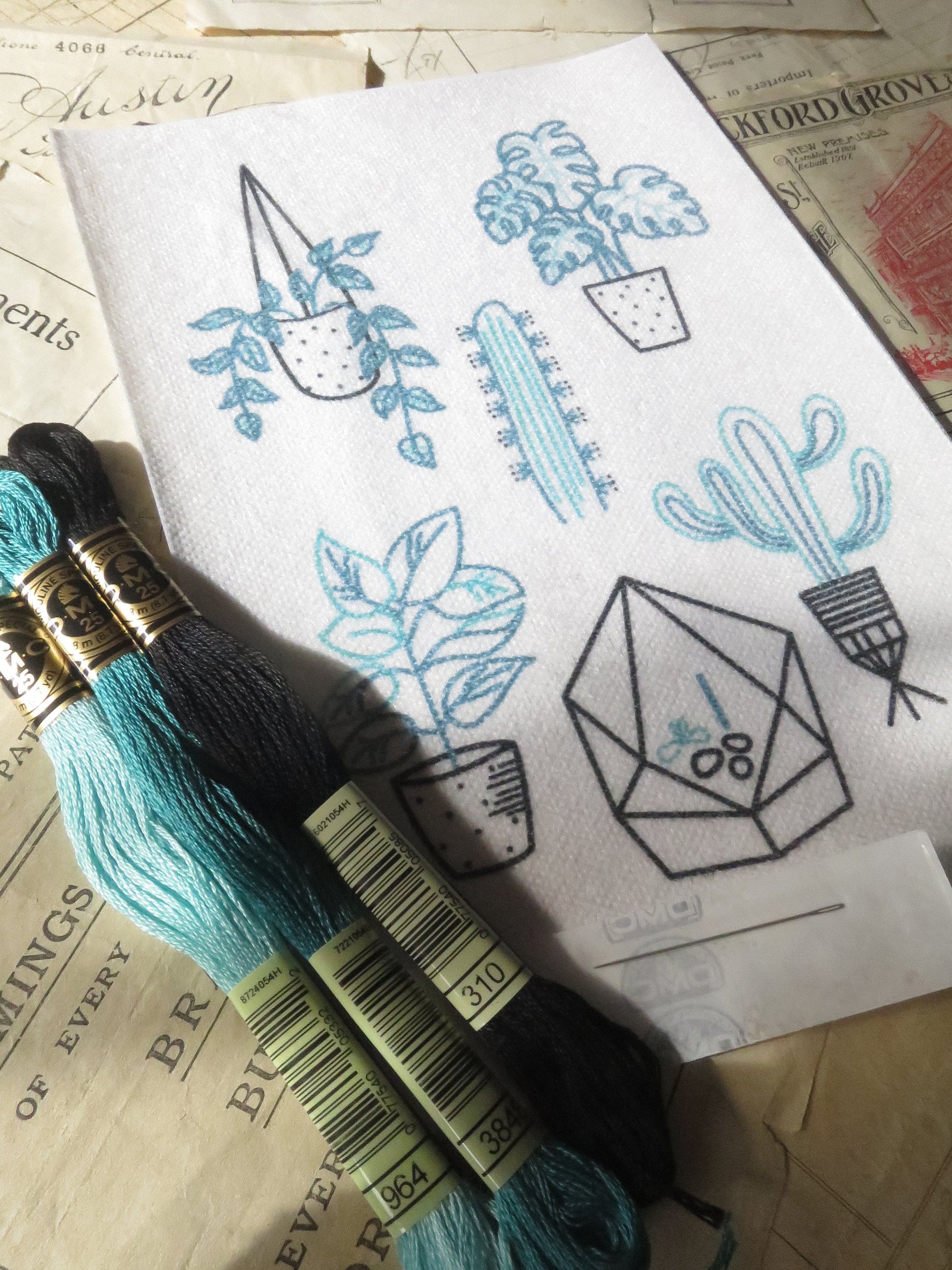 Cactus Collection Magic Paper Embroidery Kit DMC