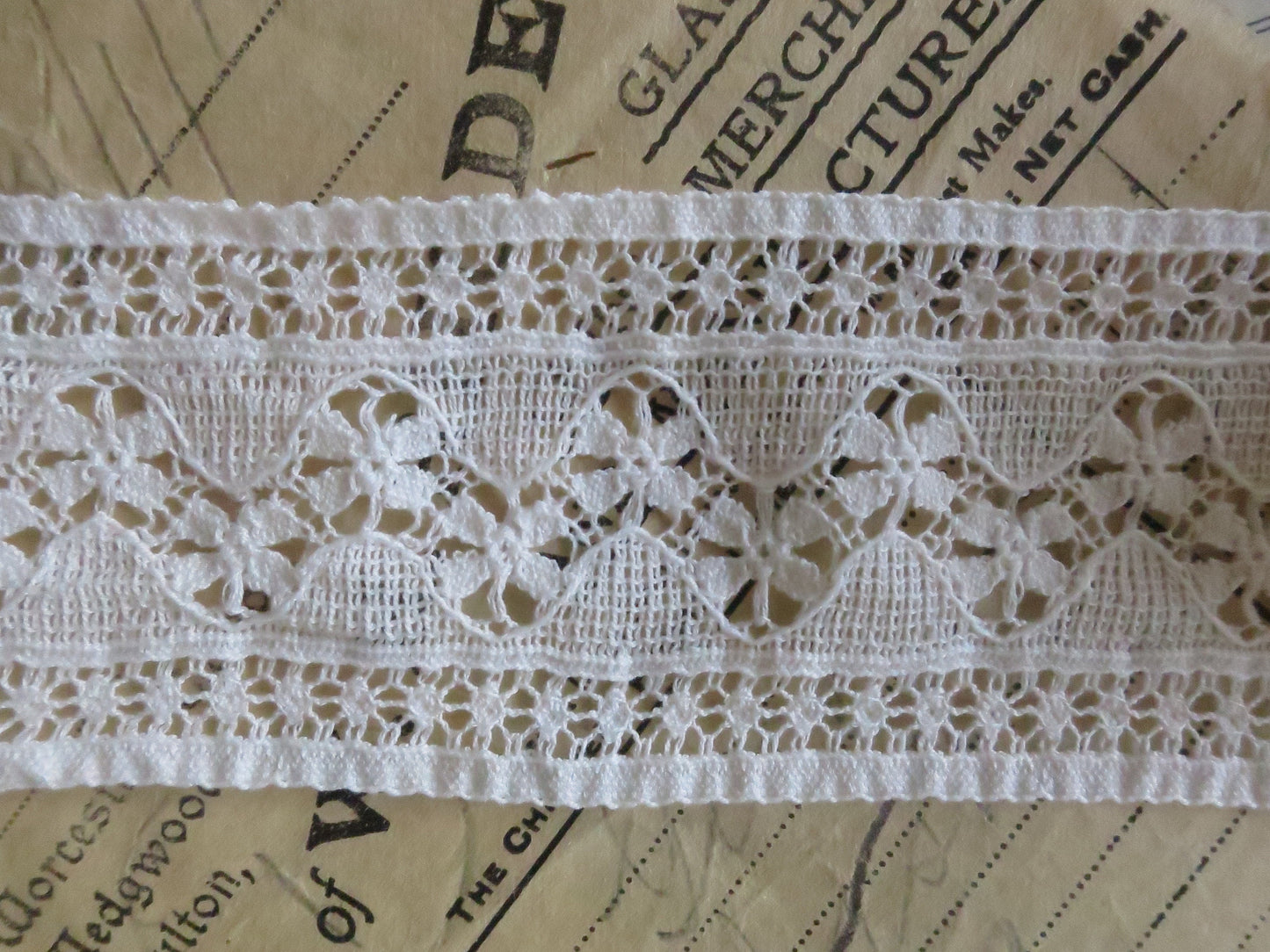 Off White English Nottingham Lace- Floral Waves- Insertion- 4.5 cm
