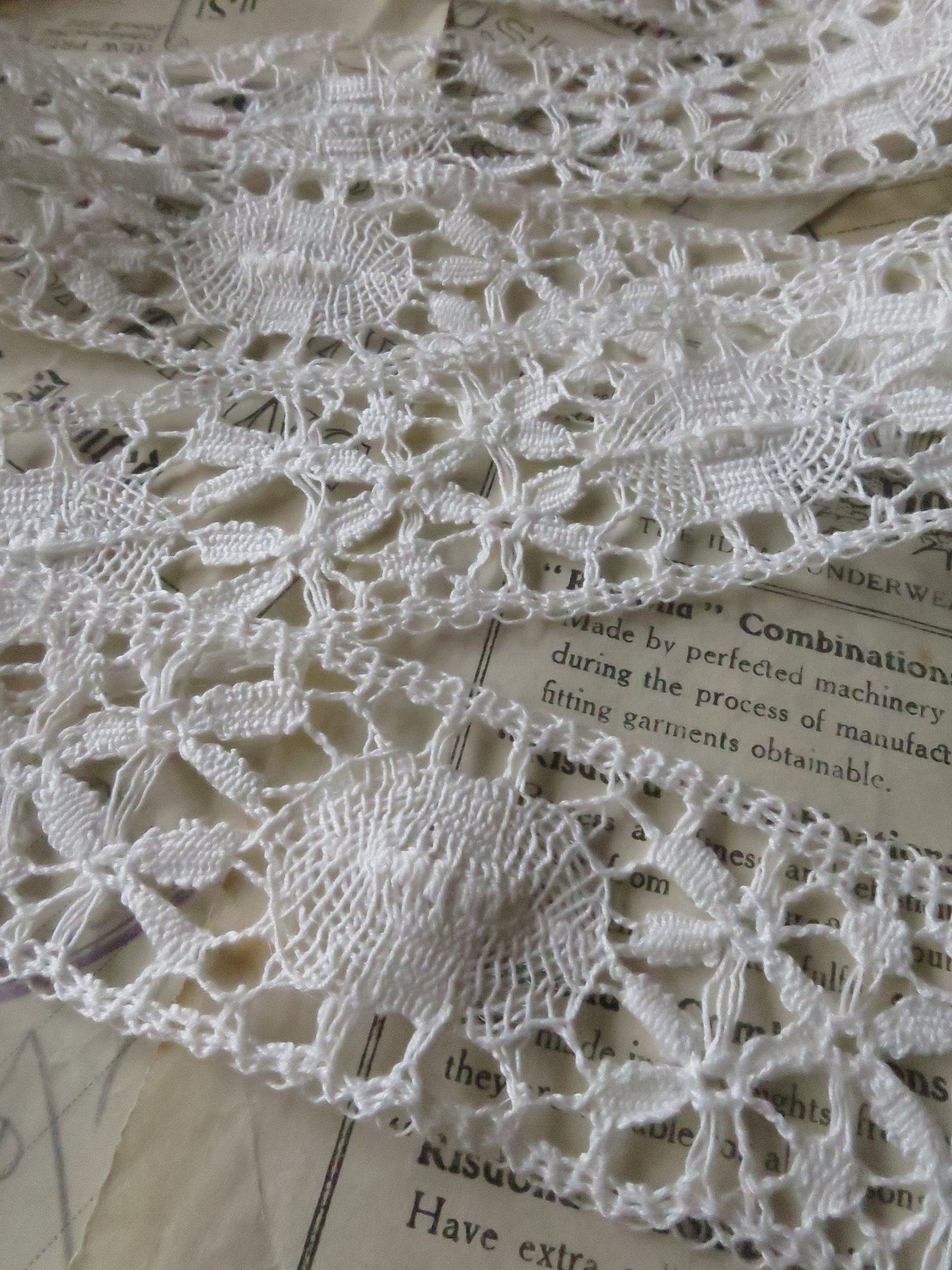 Off White English Nottingham Cluny Lace- Torchon Ovals & Raised Spots- Insertion- 4.3 cm