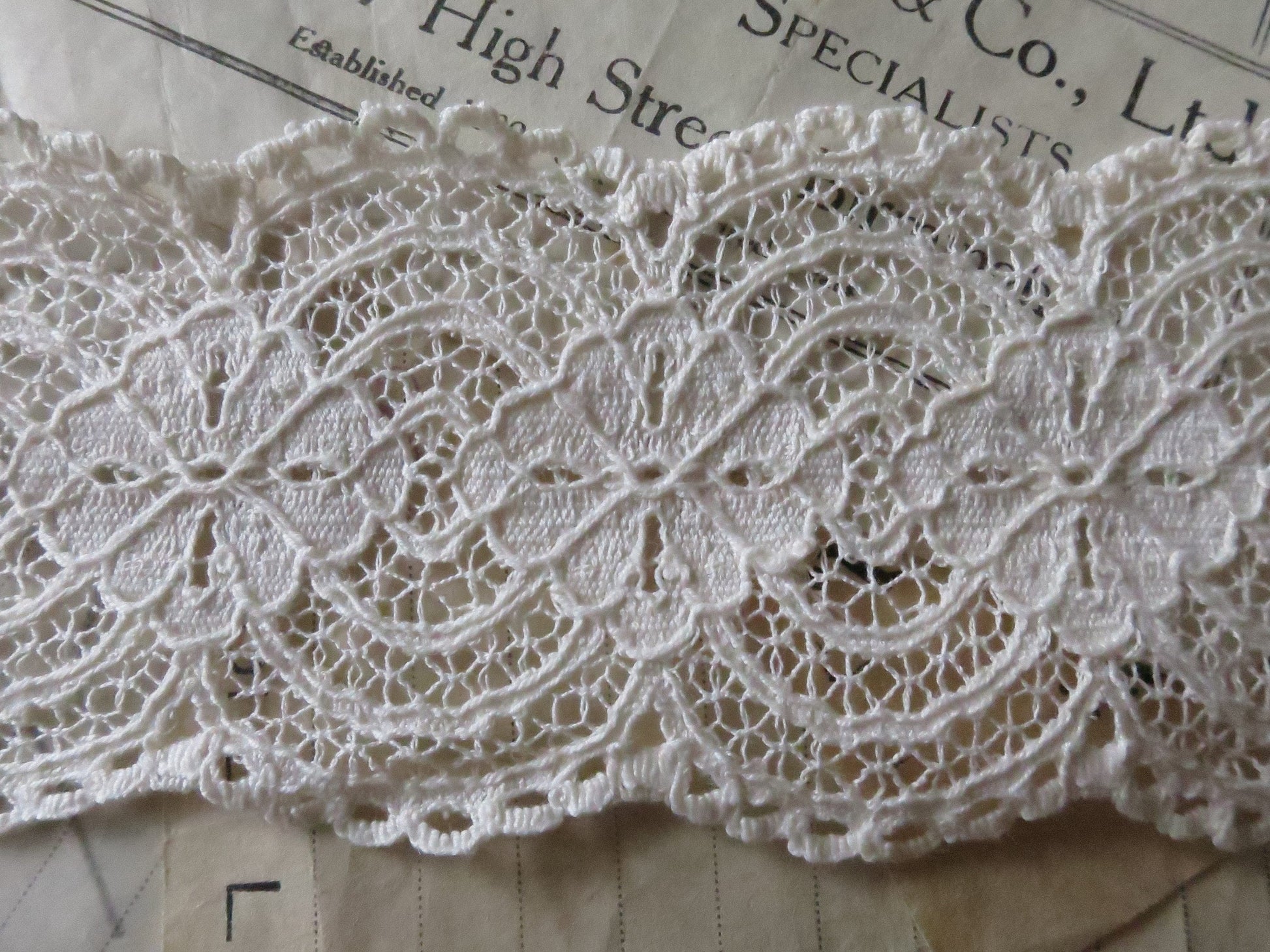 Ecru English Nottingham Lace- Raised Floral- Galloon- 5.5 cm