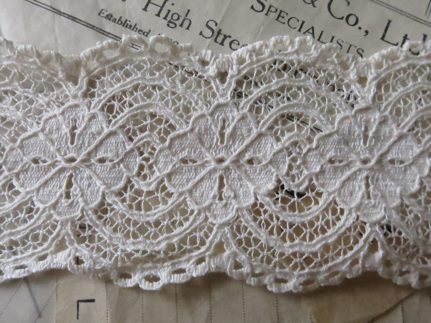 Ecru English Nottingham Lace- Raised Floral- Galloon- 5.5 cm