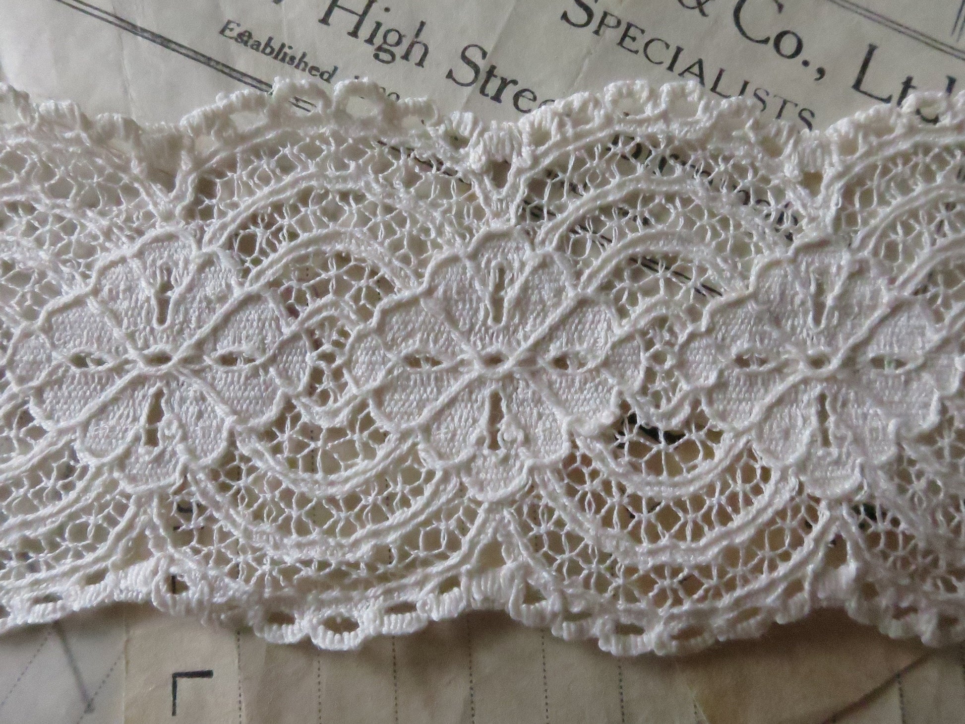 Ecru English Nottingham Lace- Raised Floral- Galloon- 5.5 cm