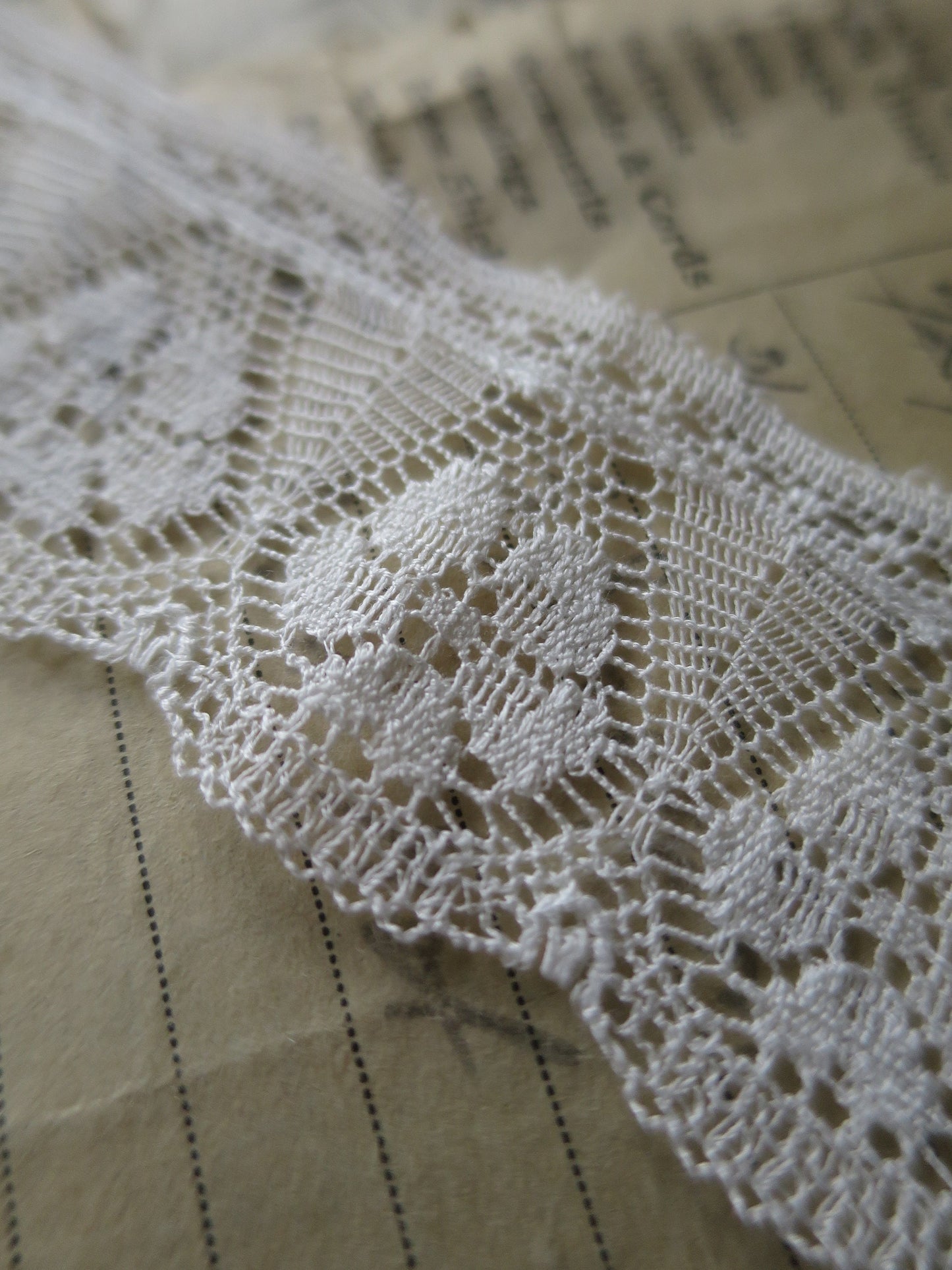 Off White English Nottingham Lace- Fine Floral Torchon- 3.5 cm