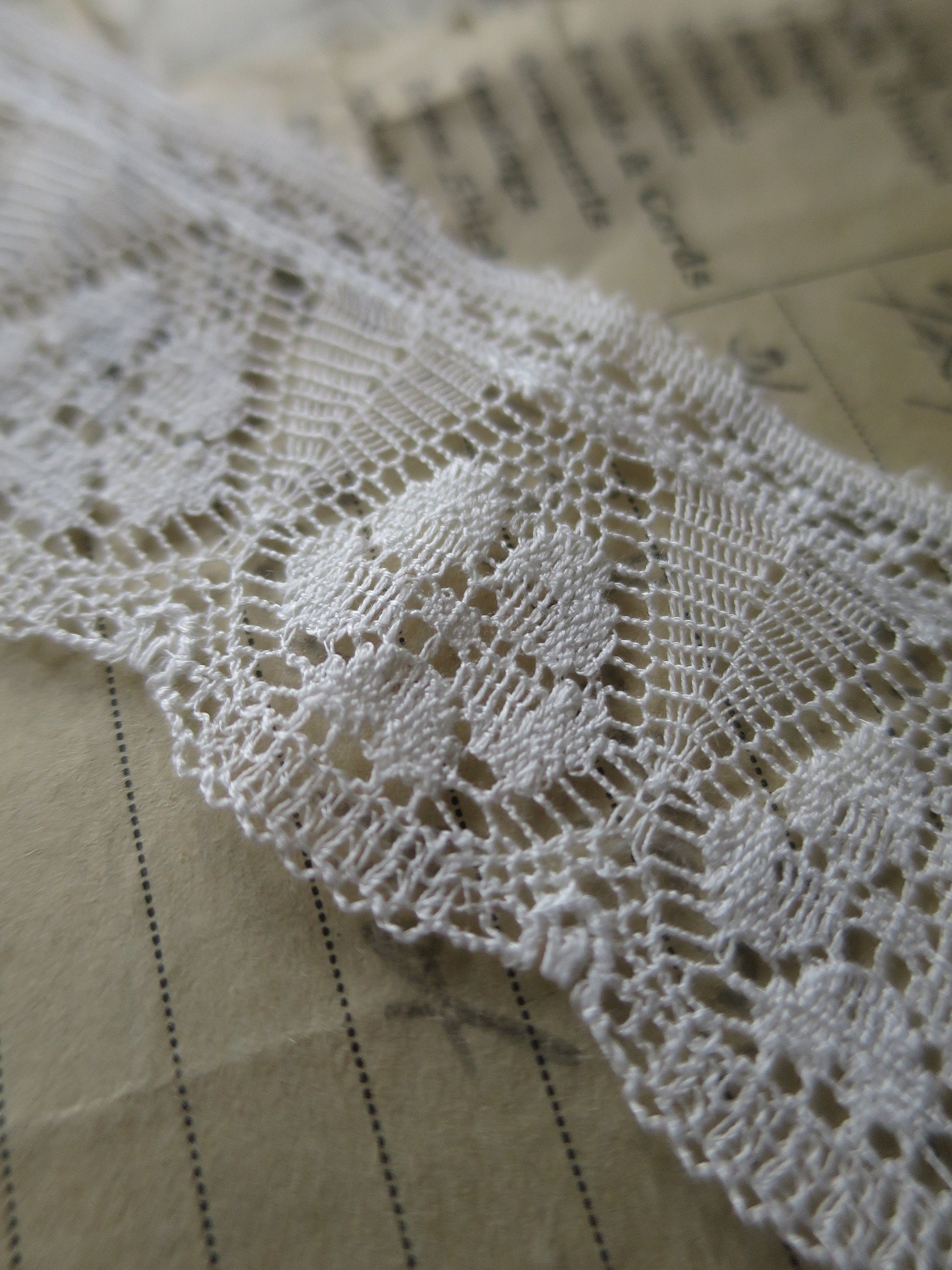 Off White English Nottingham Lace- Fine Floral Torchon- 3.5 cm