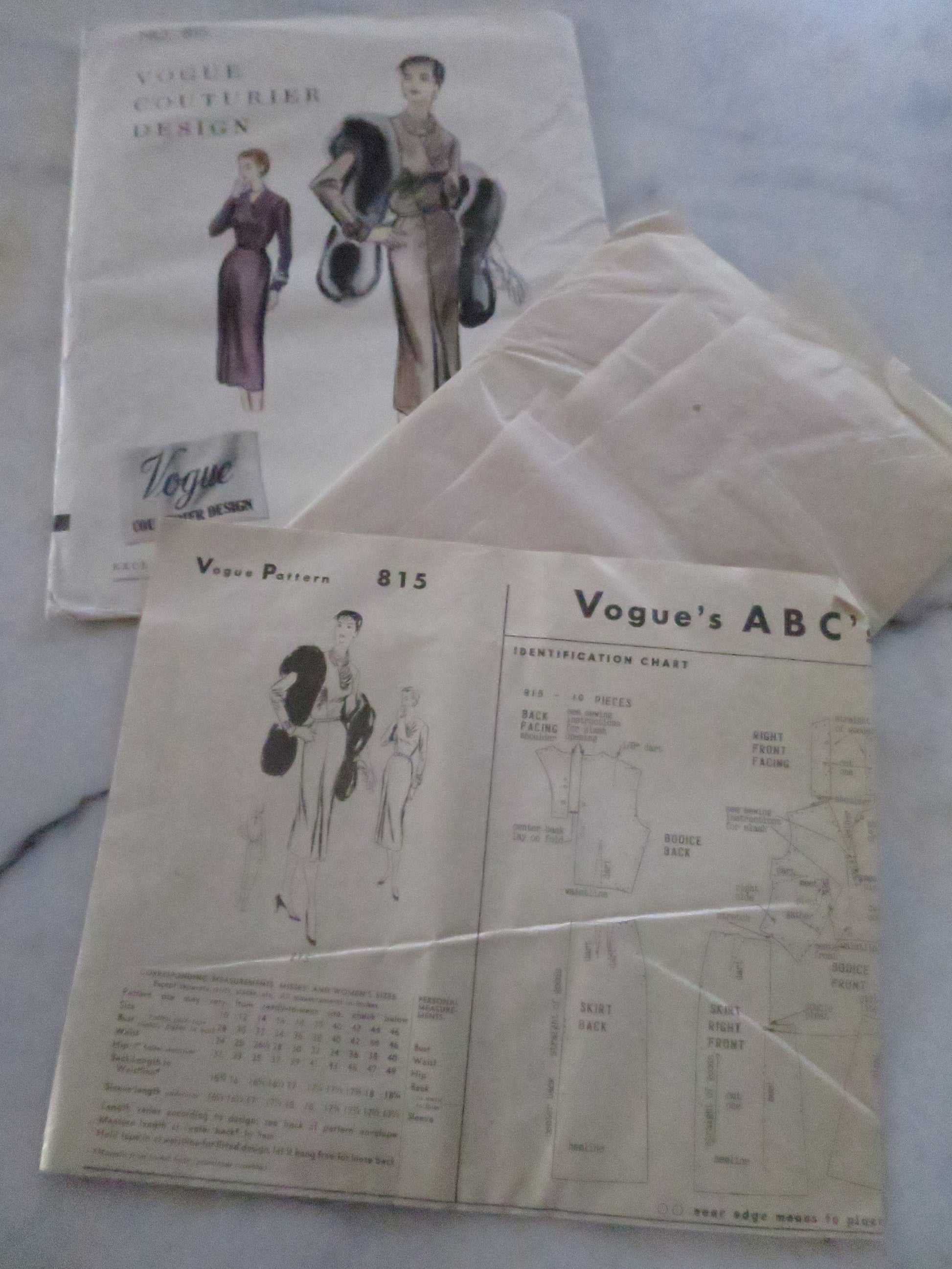 Uncut Vintage 1954 Vogue Couturier Design Pattern 815- Wiggle Dress- Size 20 Bust 38