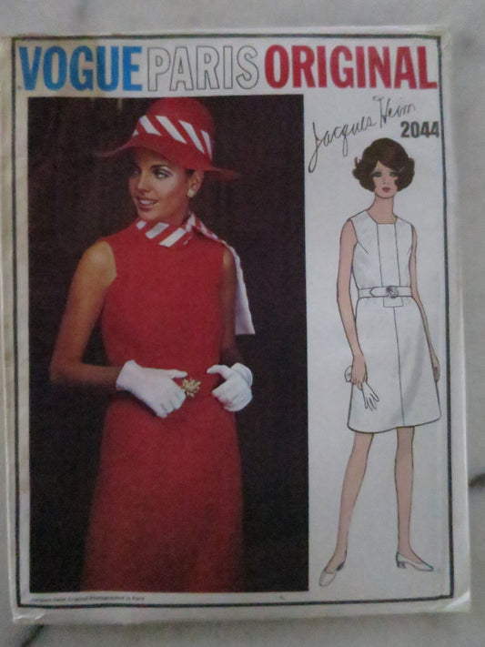 Uncut Vintage 1960's Vogue Couturier Design Pattern 2044- Jaques Heim Dress- Size 14 Bust 36