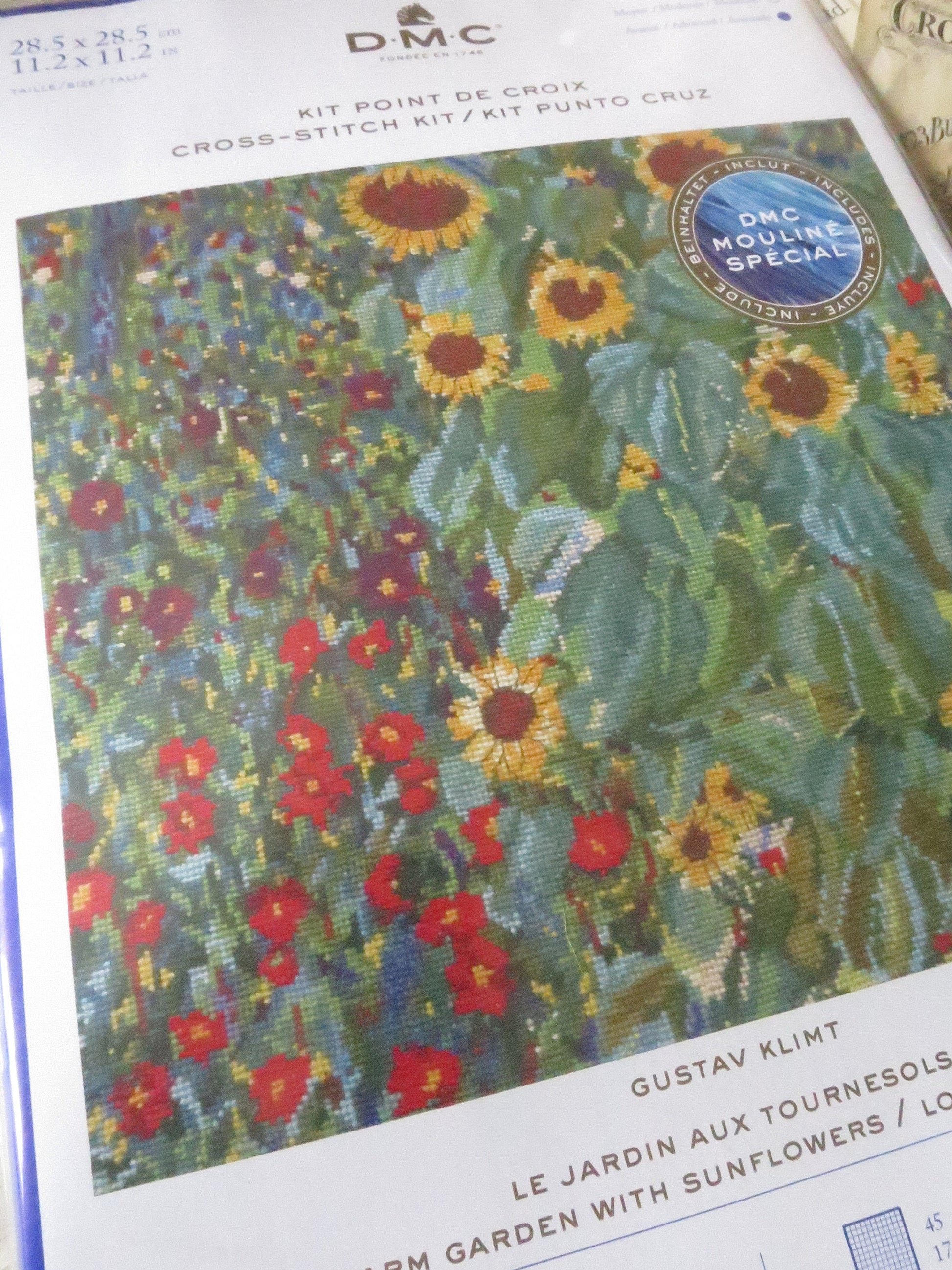 Gustav Klimt- Farm Garden With Sunflowers Cross Stitch Embroidery Kit