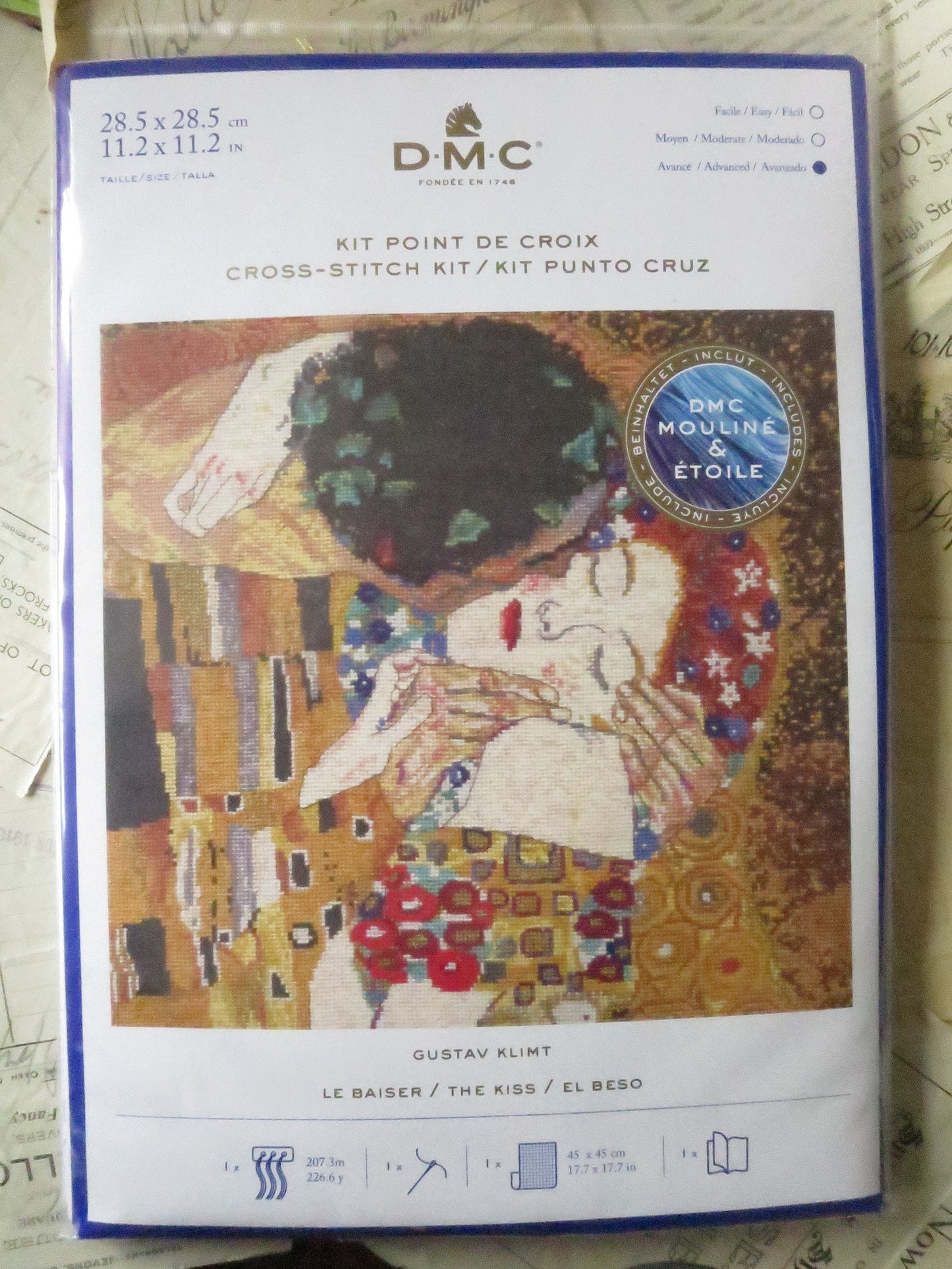 Gustav Klimt- The Kiss Cross Stitch Embroidery Kit