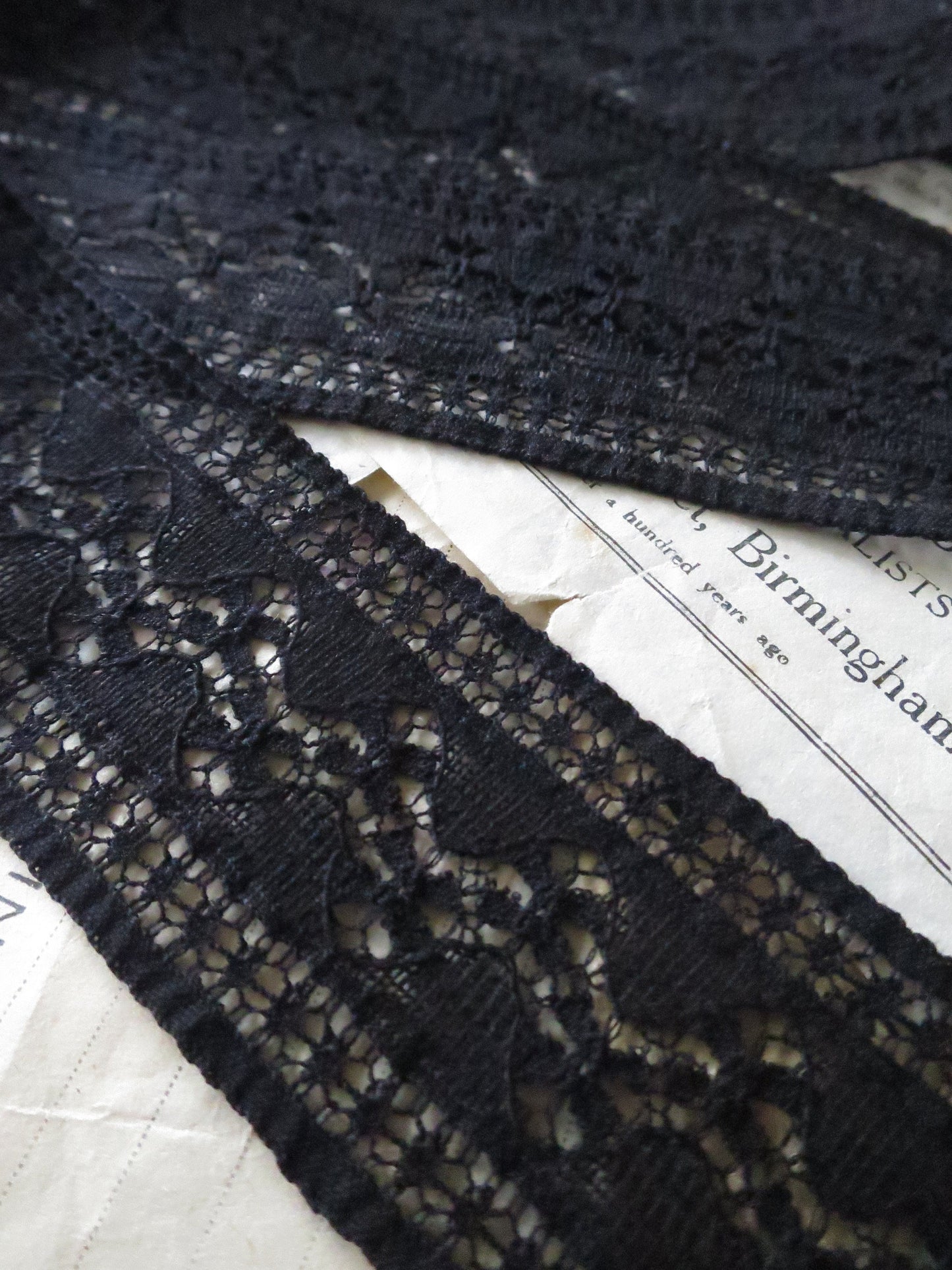 Black English Nottingham Lace- Floral Waves- Insertion- 4.5 cm