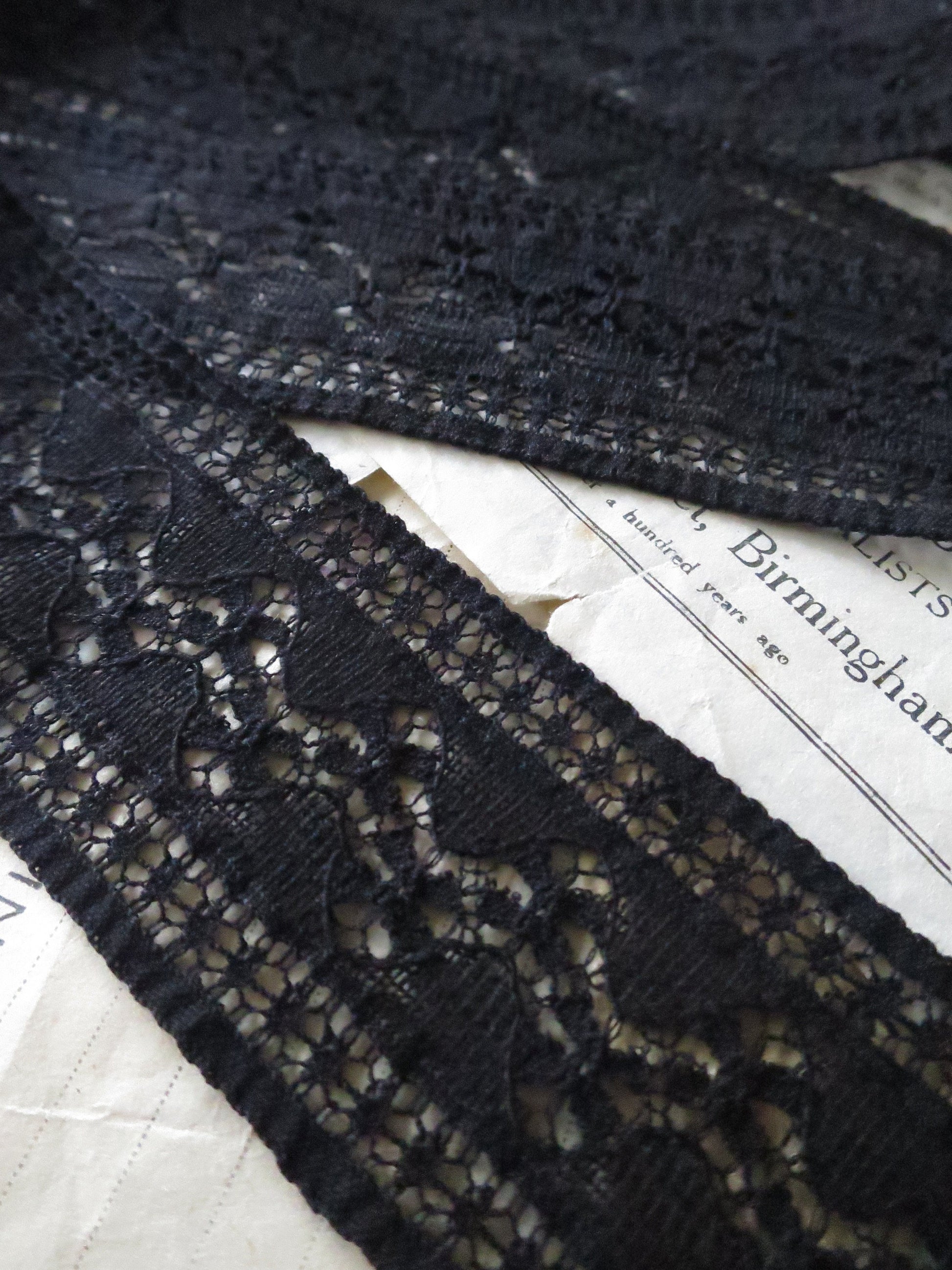 Black English Nottingham Lace- Floral Waves- Insertion- 4.5 cm