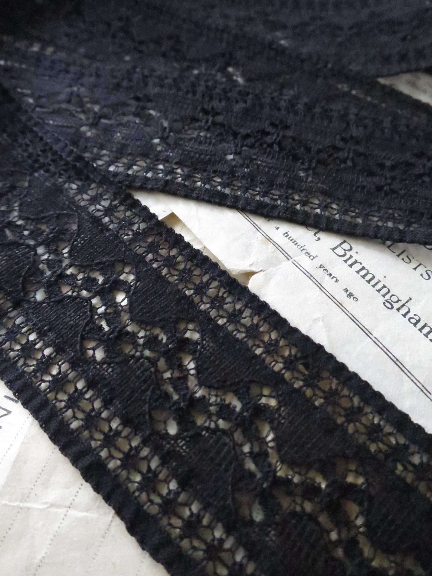 Black English Nottingham Lace- Floral Waves- Insertion- 4.5 cm