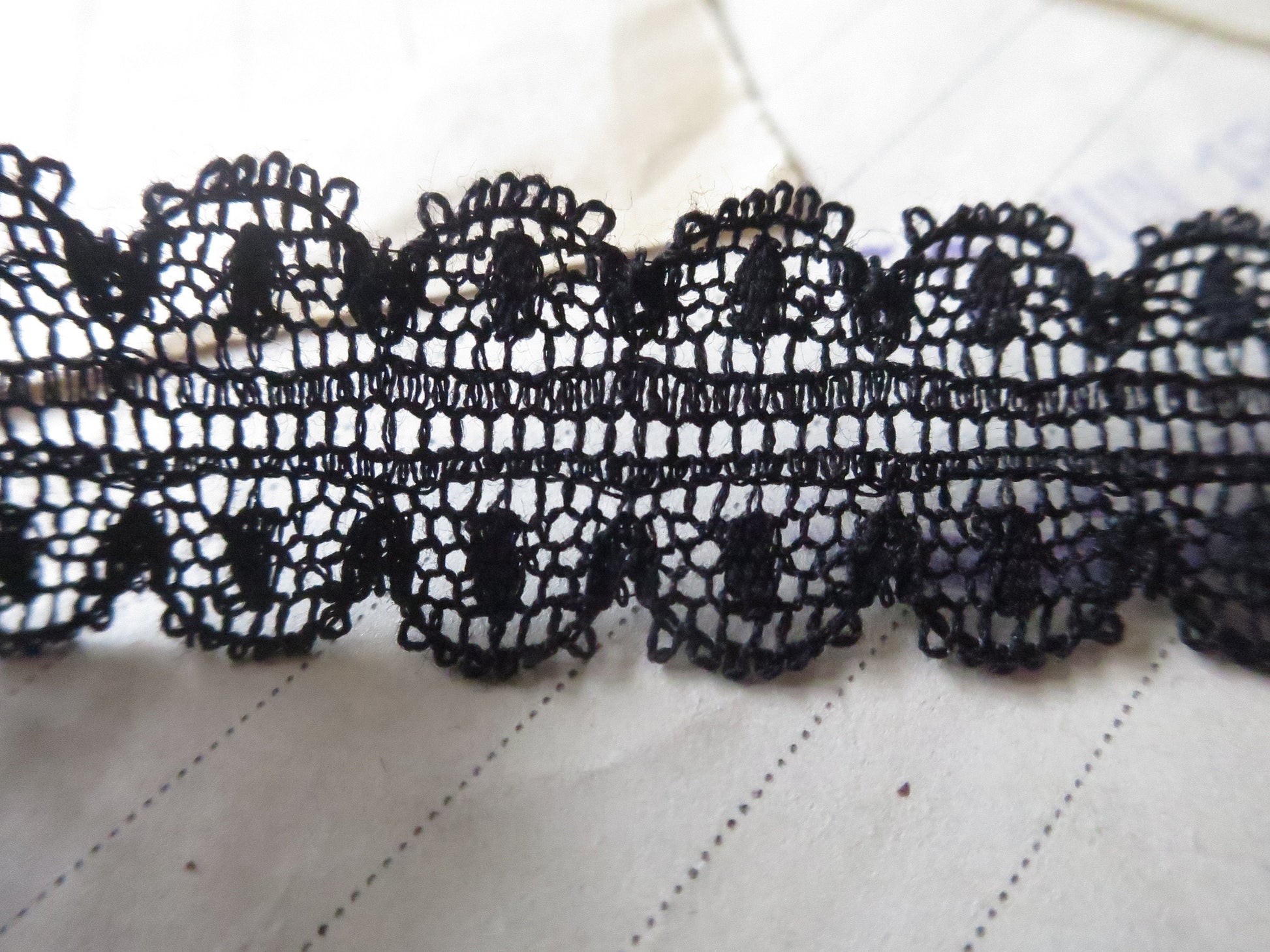 Black English Nottingham Lace- Scallops Point Lace- Galloon- 1.7 cm