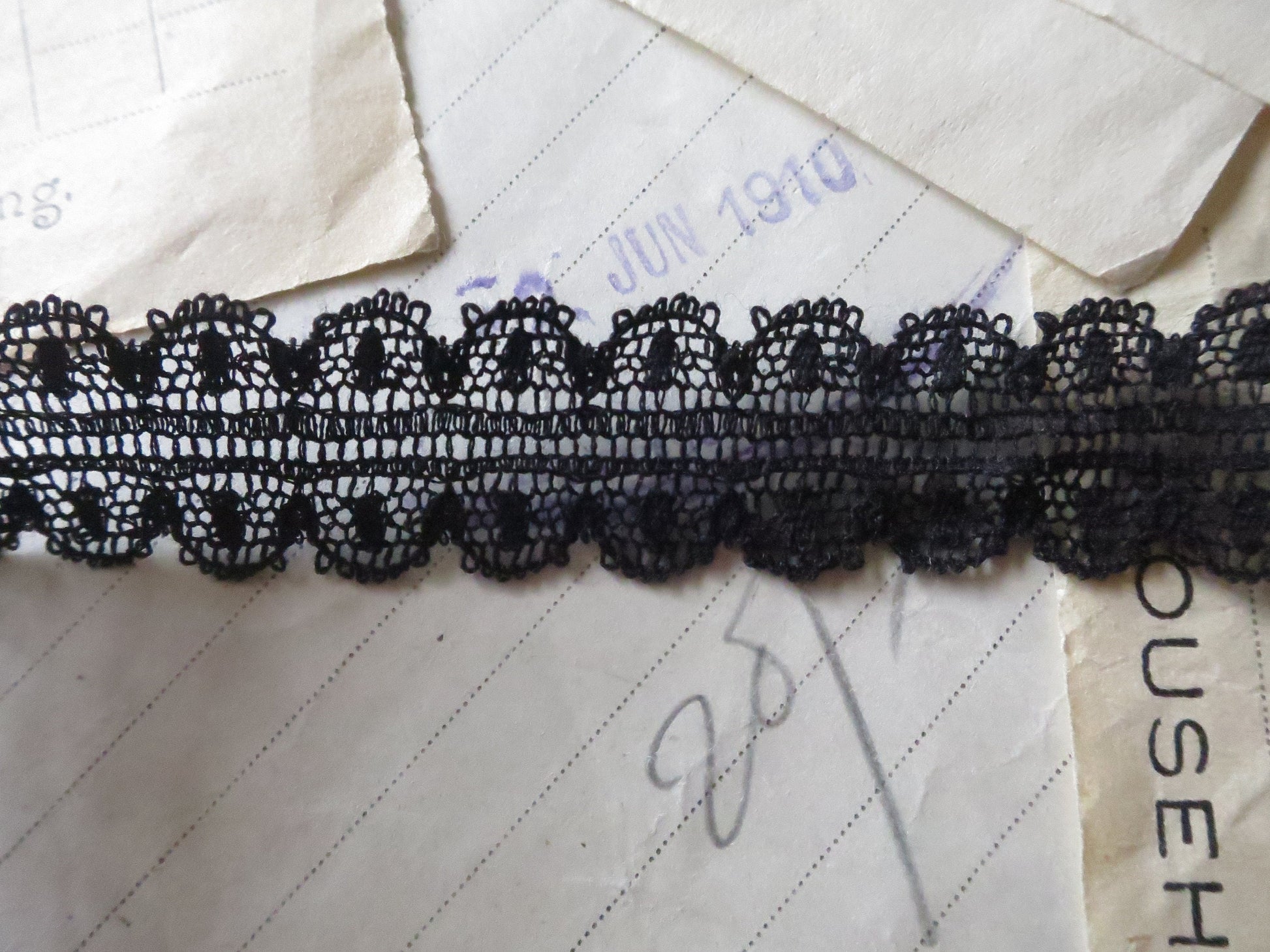 Black English Nottingham Lace- Scallops Point Lace- Galloon- 1.7 cm