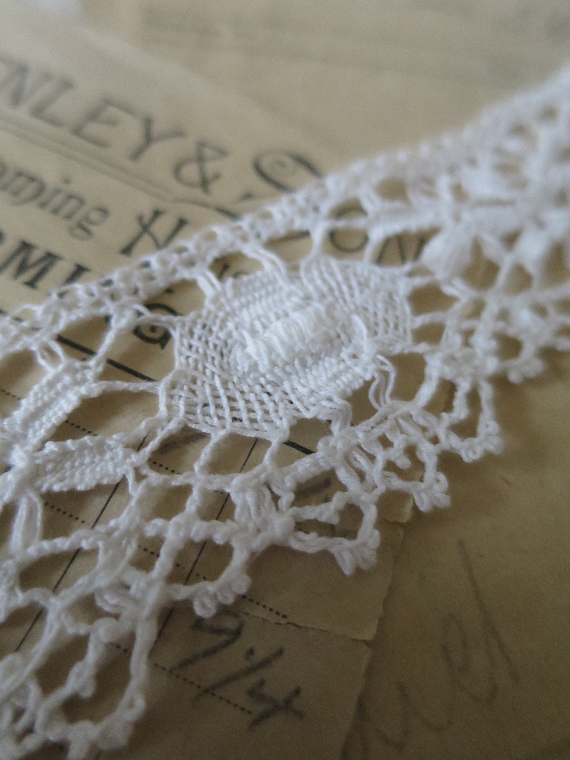 Off White English Nottingham Cluny Lace- Traditional Torchon Ovals- 4.3 cm