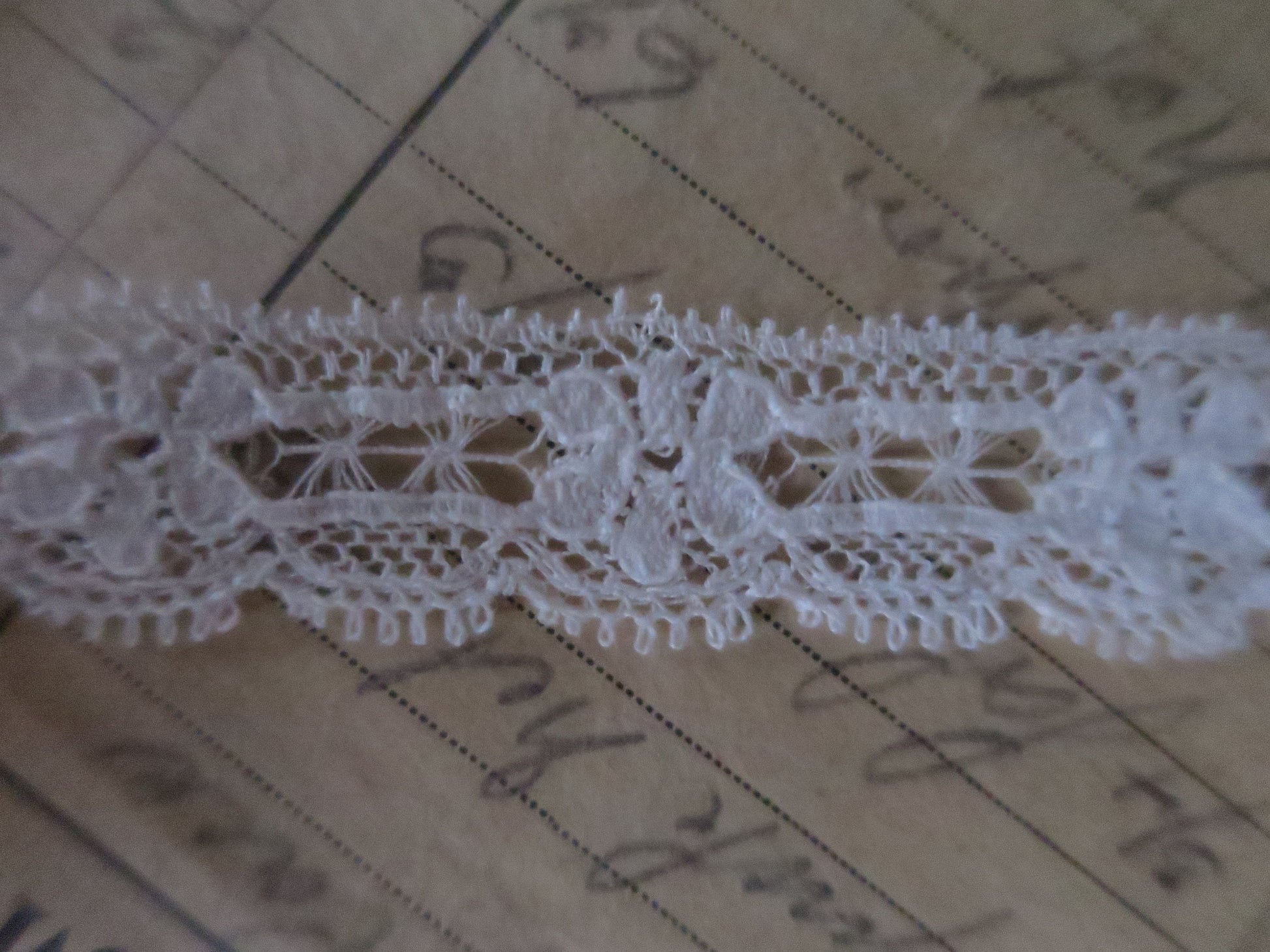 Off White English Nottingham Lace- Floral & Openwork Point Lace- 1.7 cm