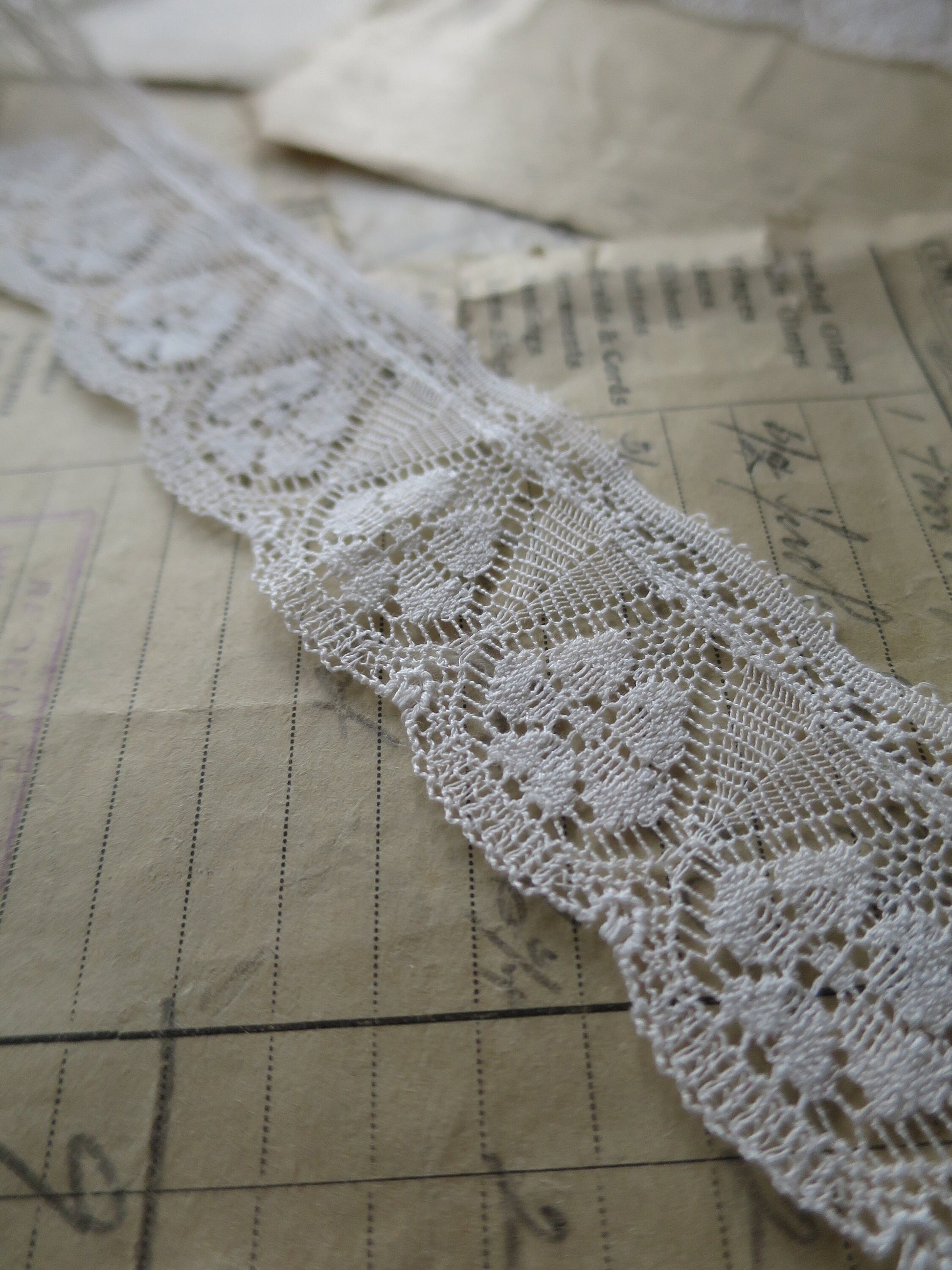 Off White English Nottingham Lace- Fine Floral Torchon- 3.5 cm