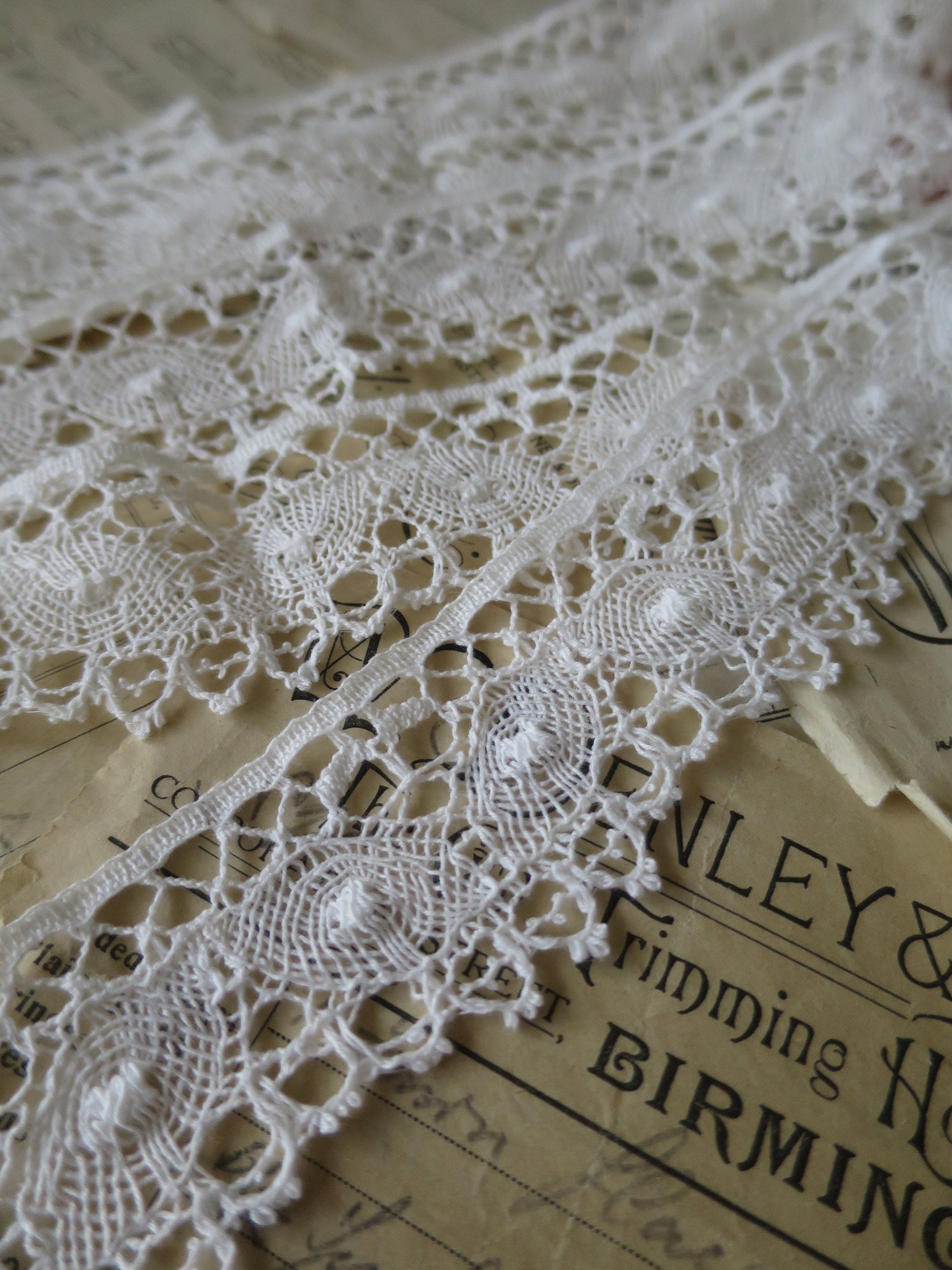 Off White English Nottingham Cluny Lace- Openwork Torchon- 4.3 cm