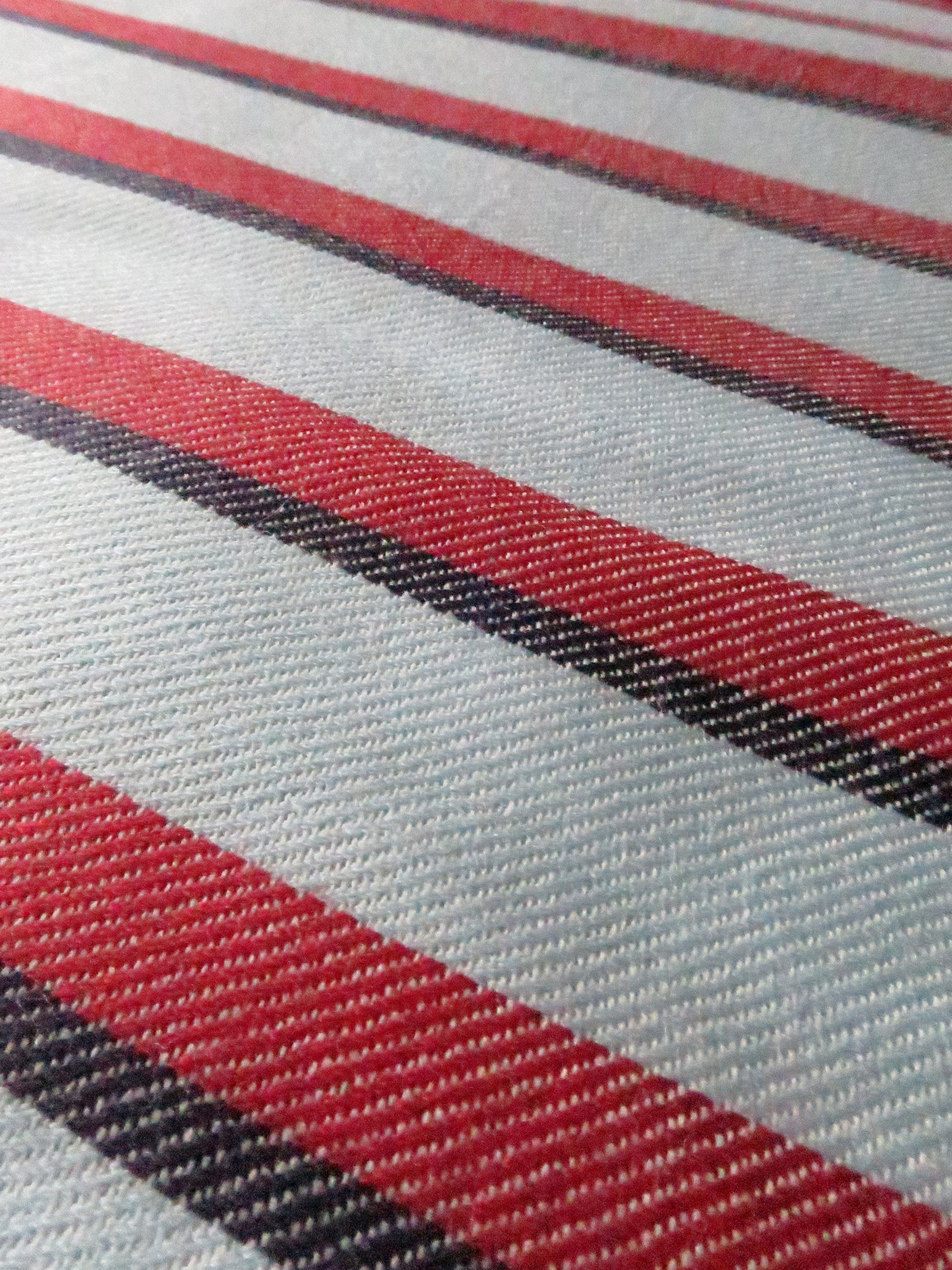 Lightweight Scottish Worsted Wool Fabric- Pale Sky Blue & Red with Navy Stripe Twill Weave- 465 cm/ 183 Inches Length