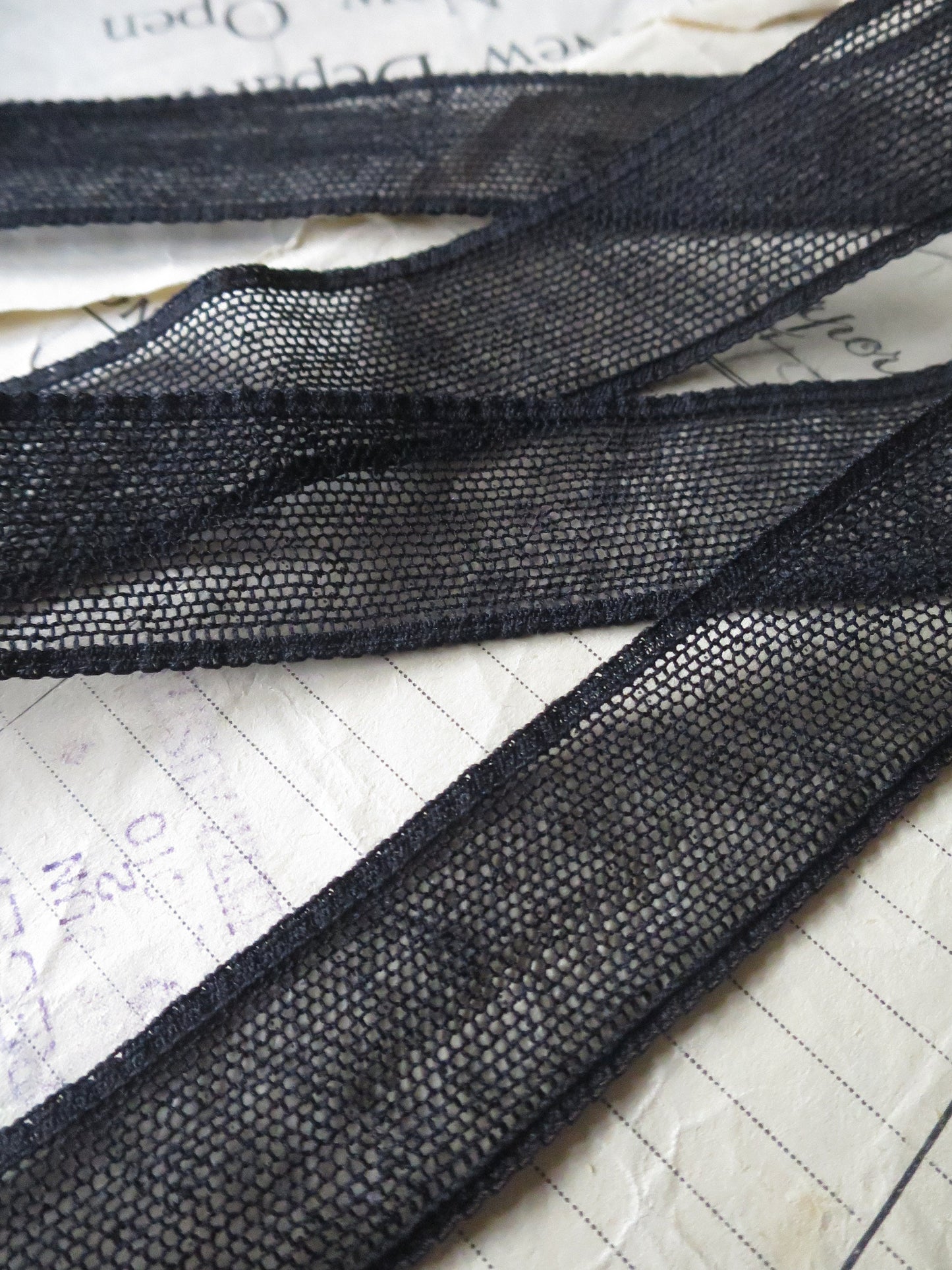 Black English Nottingham Lace- Plain Net Insertion- 2.5 cm