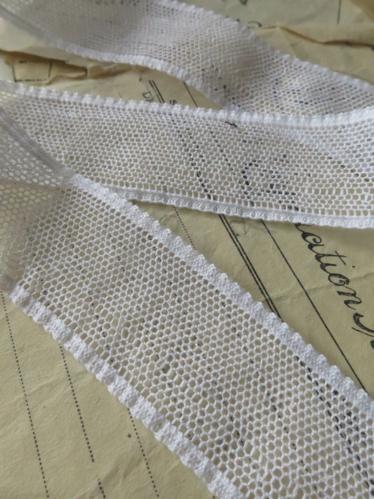 White English Nottingham Lace- Plain Net Insertion- 2.5 cm