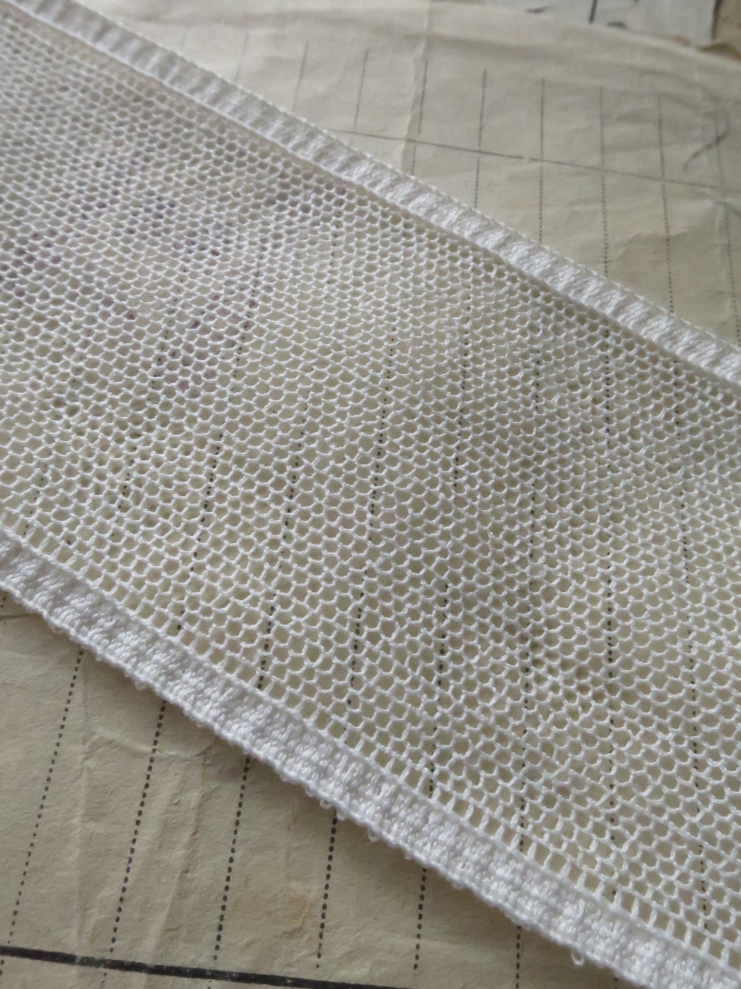 Off White English Nottingham Lace- Plain Net- Insertion- 5.5 cm