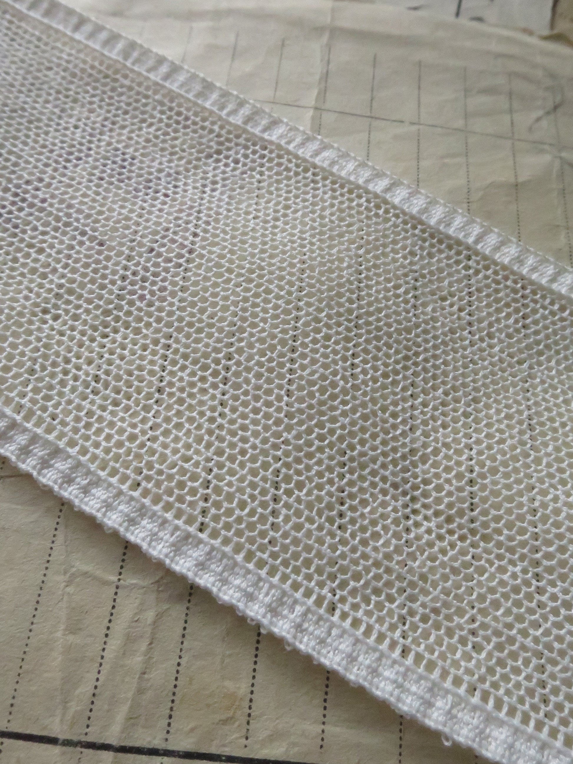 Off White English Nottingham Lace- Plain Net- Insertion- 5.5 cm