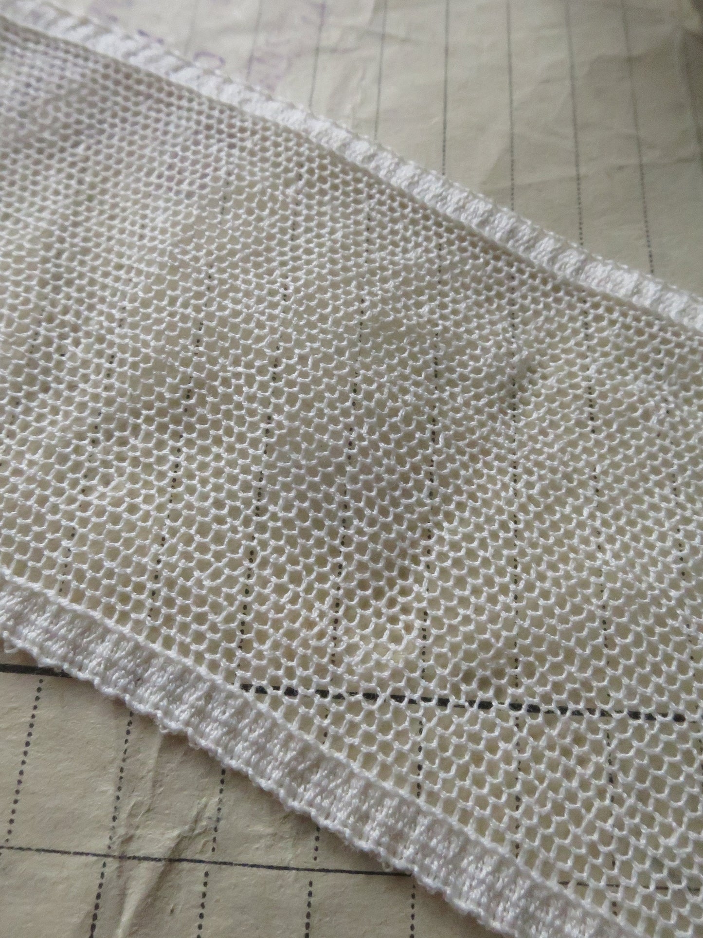 Ecru English Nottingham Lace- Plain Net Insertion- 5.5 cm