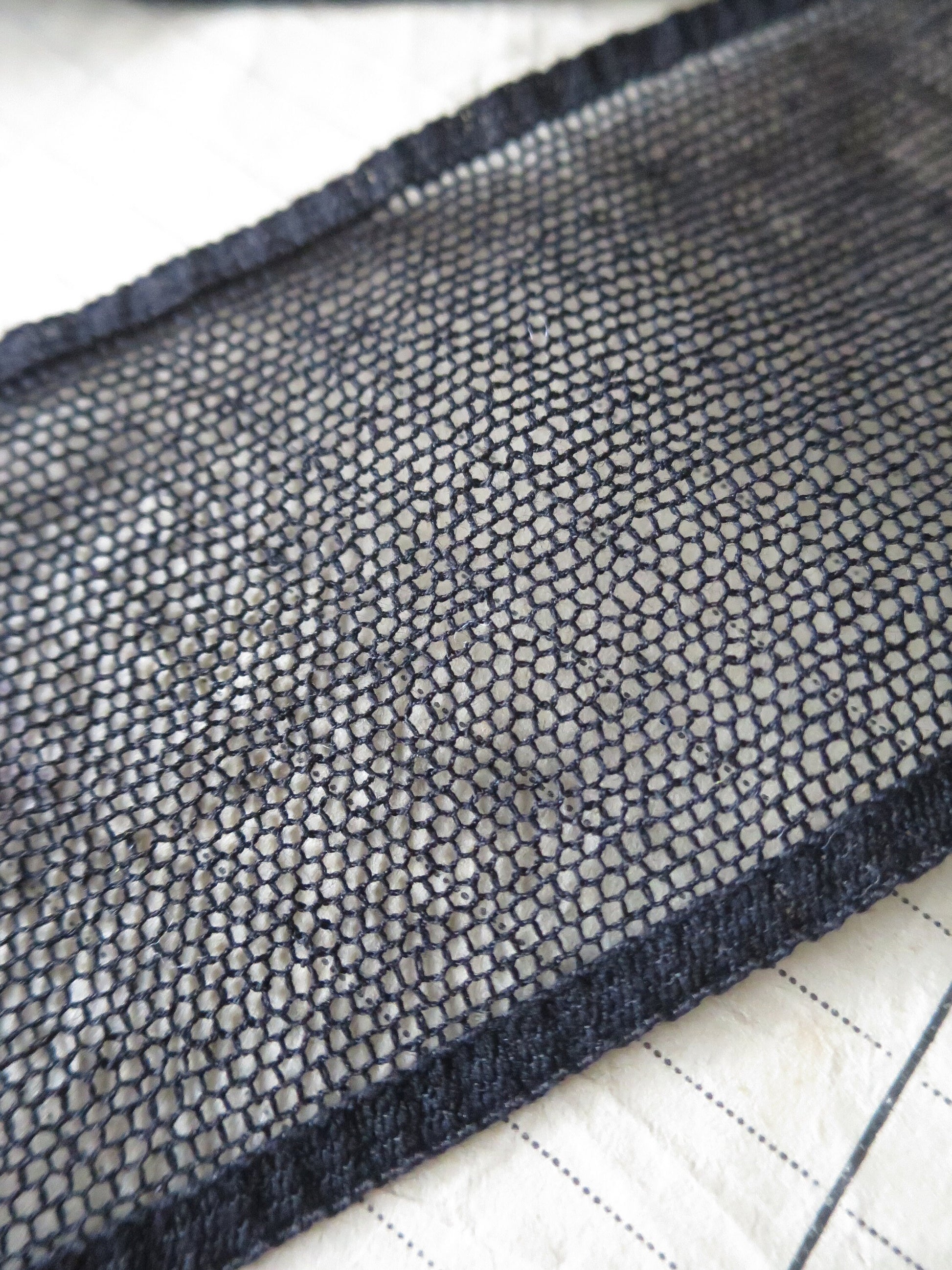 Black English Nottingham Lace- Plain Net- Insertion- 5.5 cm