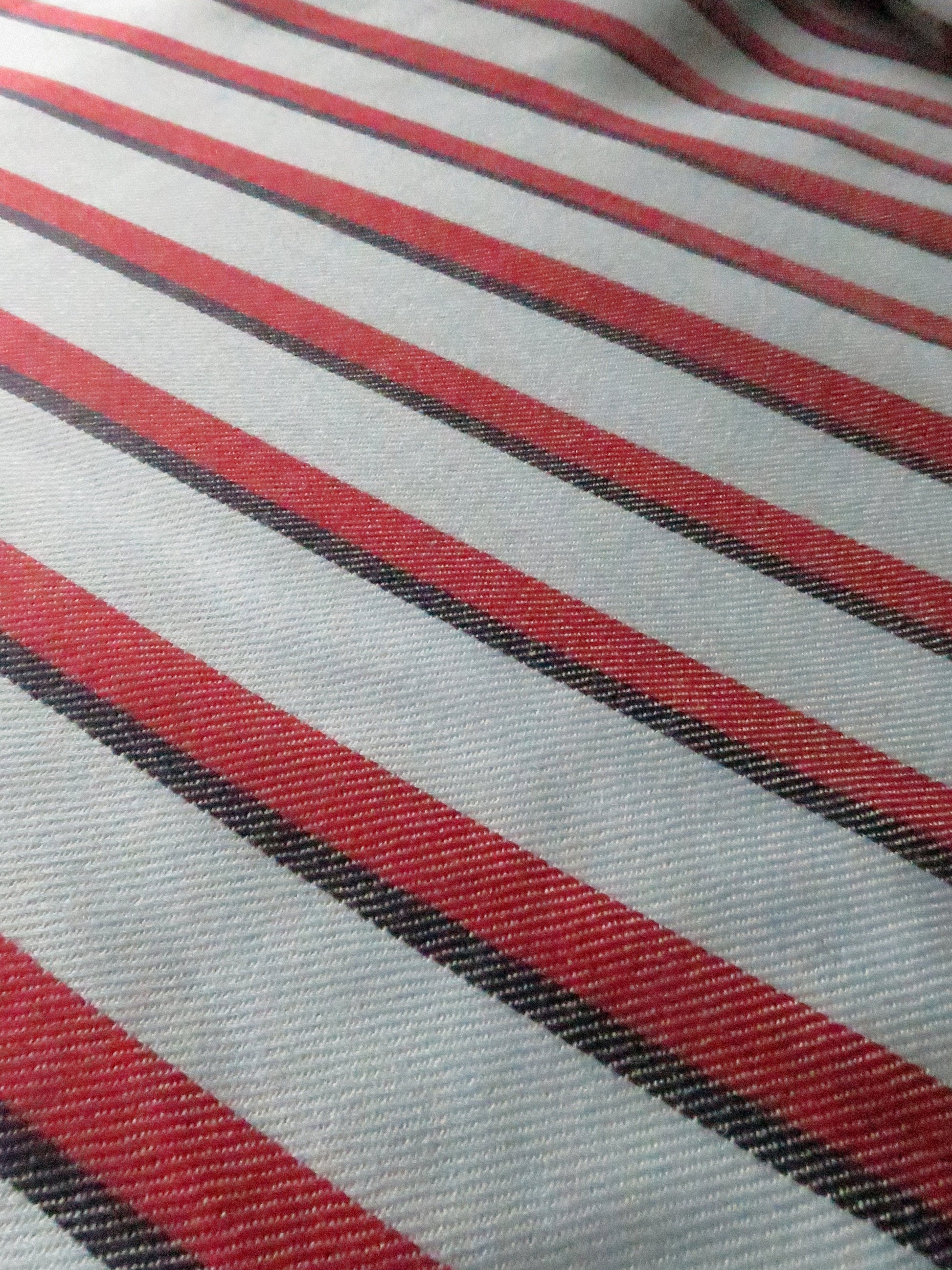Lightweight Scottish Worsted Wool Fabric- Pale Sky Blue & Red with Navy Stripe Twill Weave- 465 cm/ 183 Inches Length