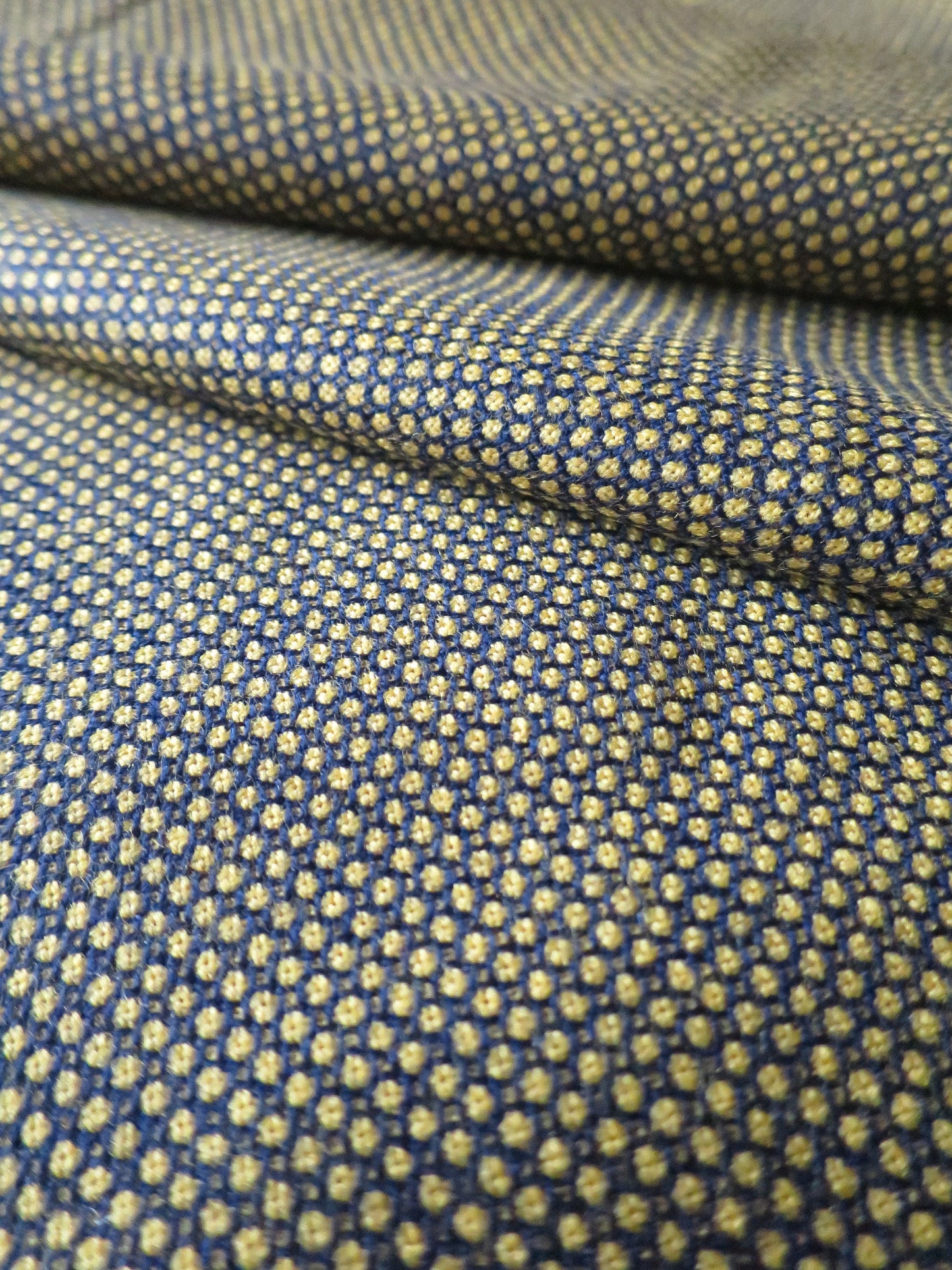 Lightweight Scottish Wool Worsted Fabric- Yellow & Navy- 365 cm