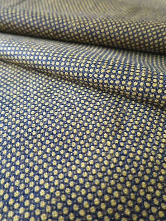 Lightweight Scottish Wool Worsted Fabric- Yellow & Navy- 365 cm