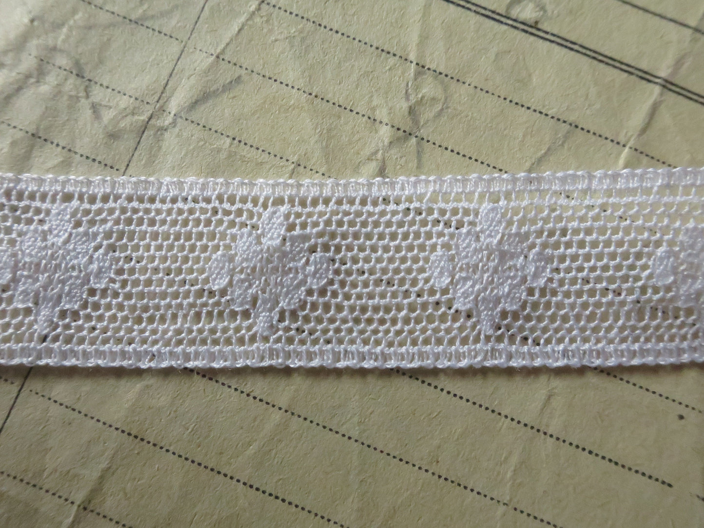 White English Nottingham Lace- Valenciennes Diamond Spots- Insertion- 1.7 cm
