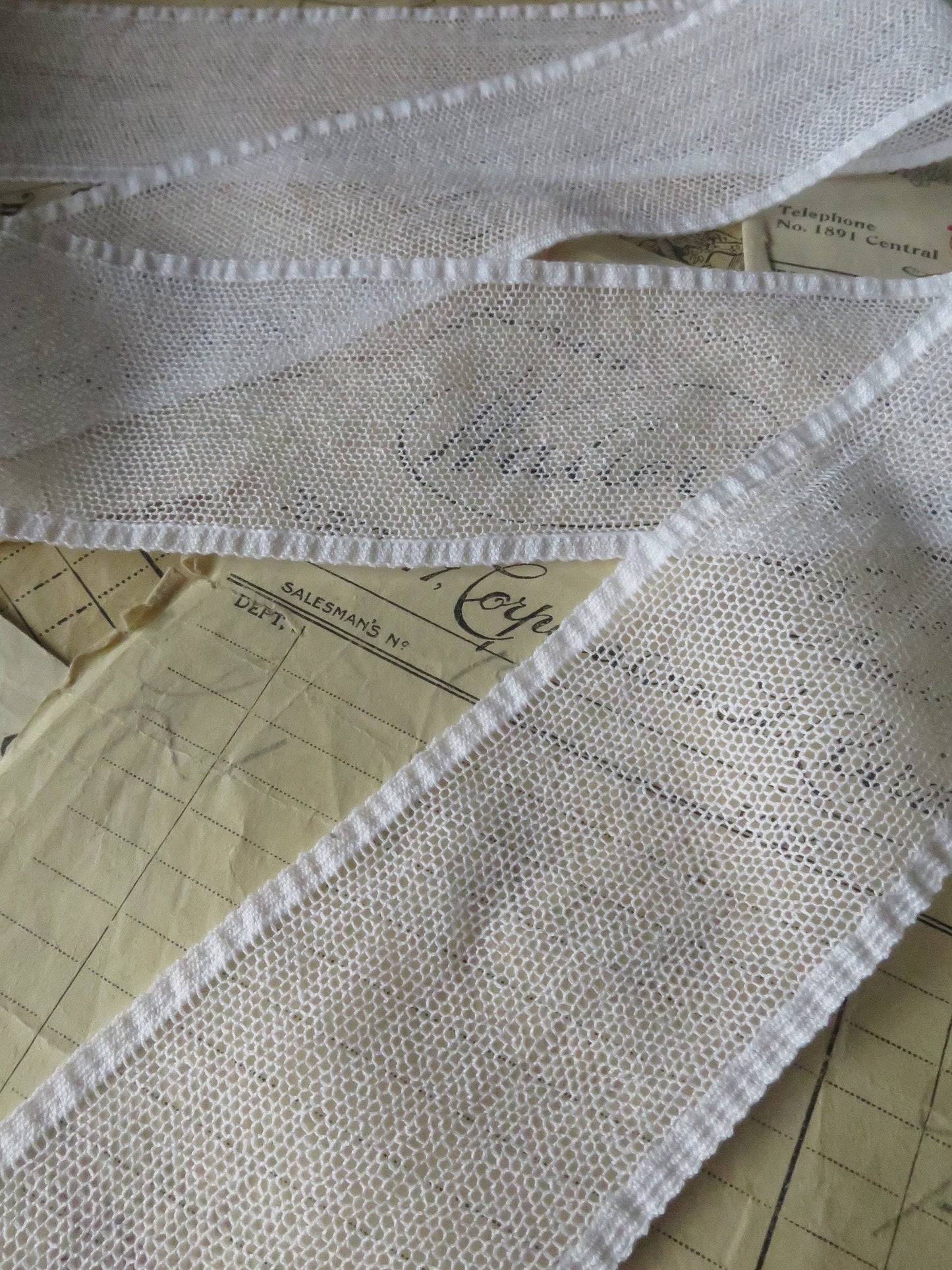White English Nottingham Lace- Plain Net- Insertion- 5.5 cm
