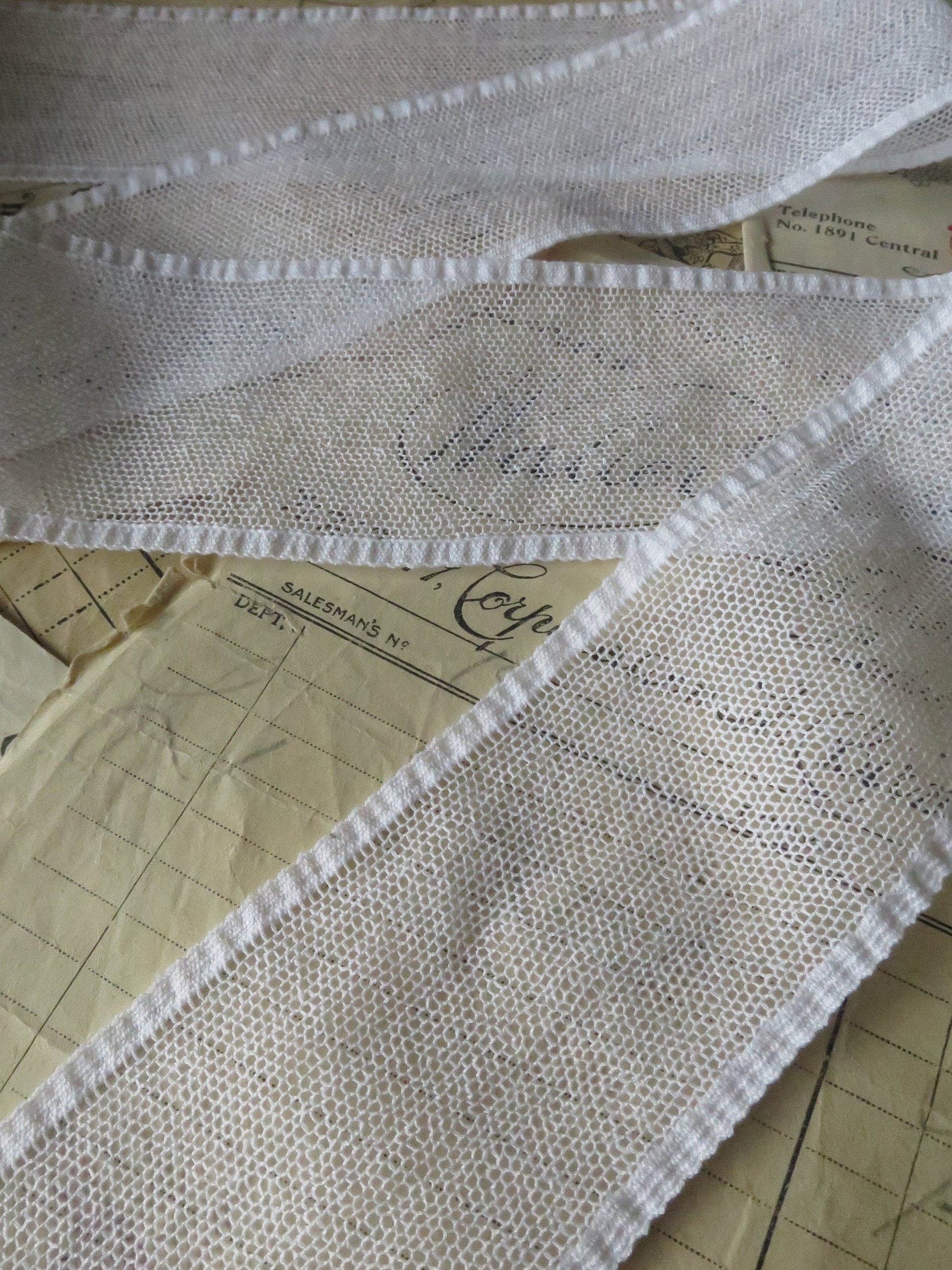 White English Nottingham Lace- Plain Net- Insertion- 5.5 cm