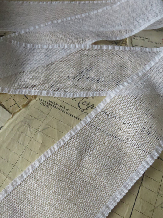 White English Nottingham Lace- Plain Net- Insertion- 5.5 cm