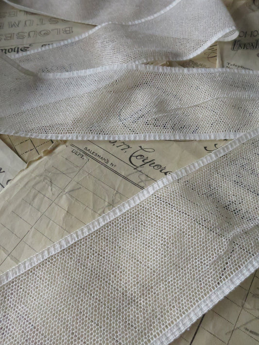 Off White English Nottingham Lace- Plain Net- Insertion- 5.5 cm