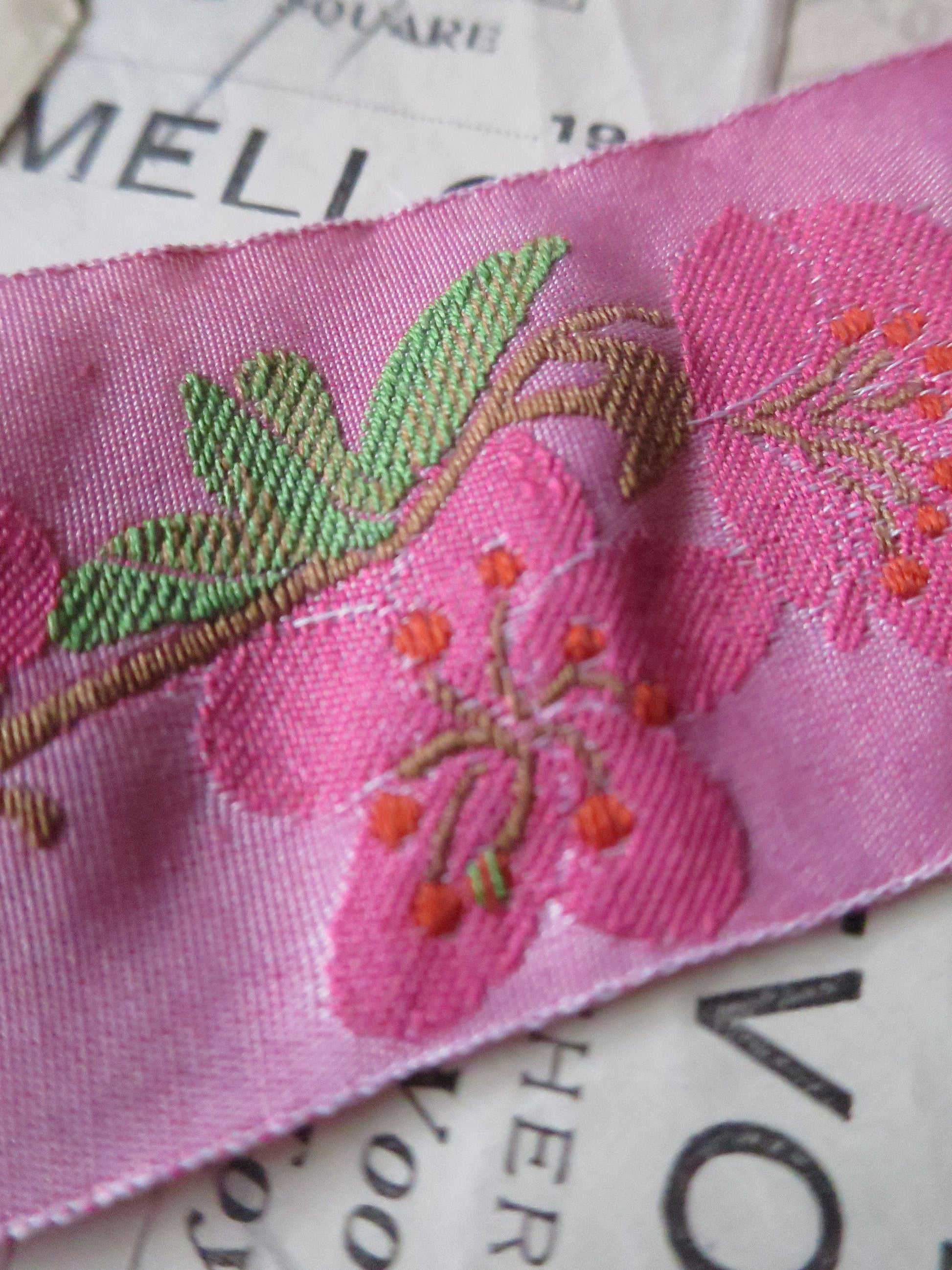 Blossom 40 mm Jacquard Woven Ribbon- Pink