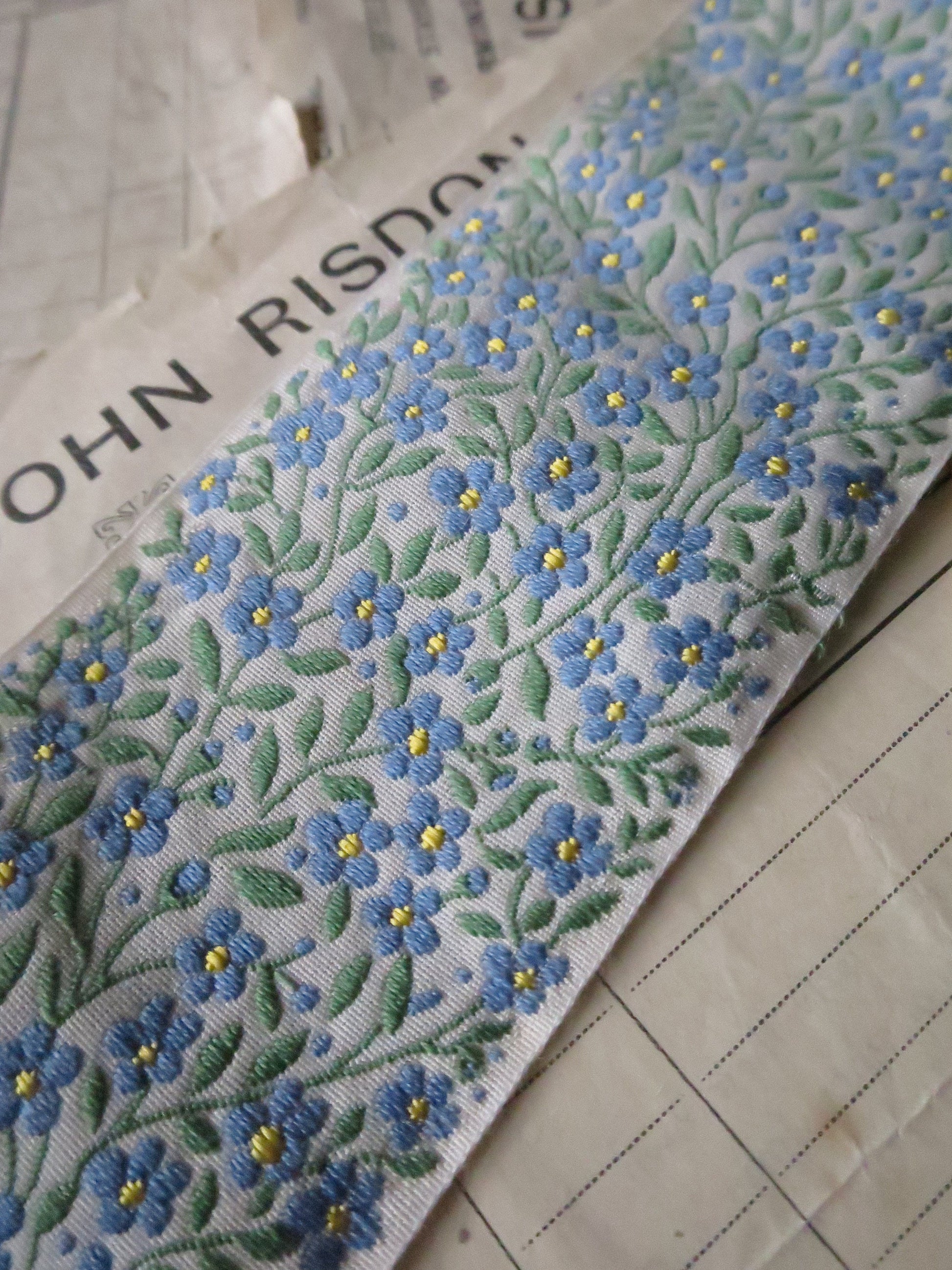 Forget-me-nots 50 mm Jacquard Woven Ribbon