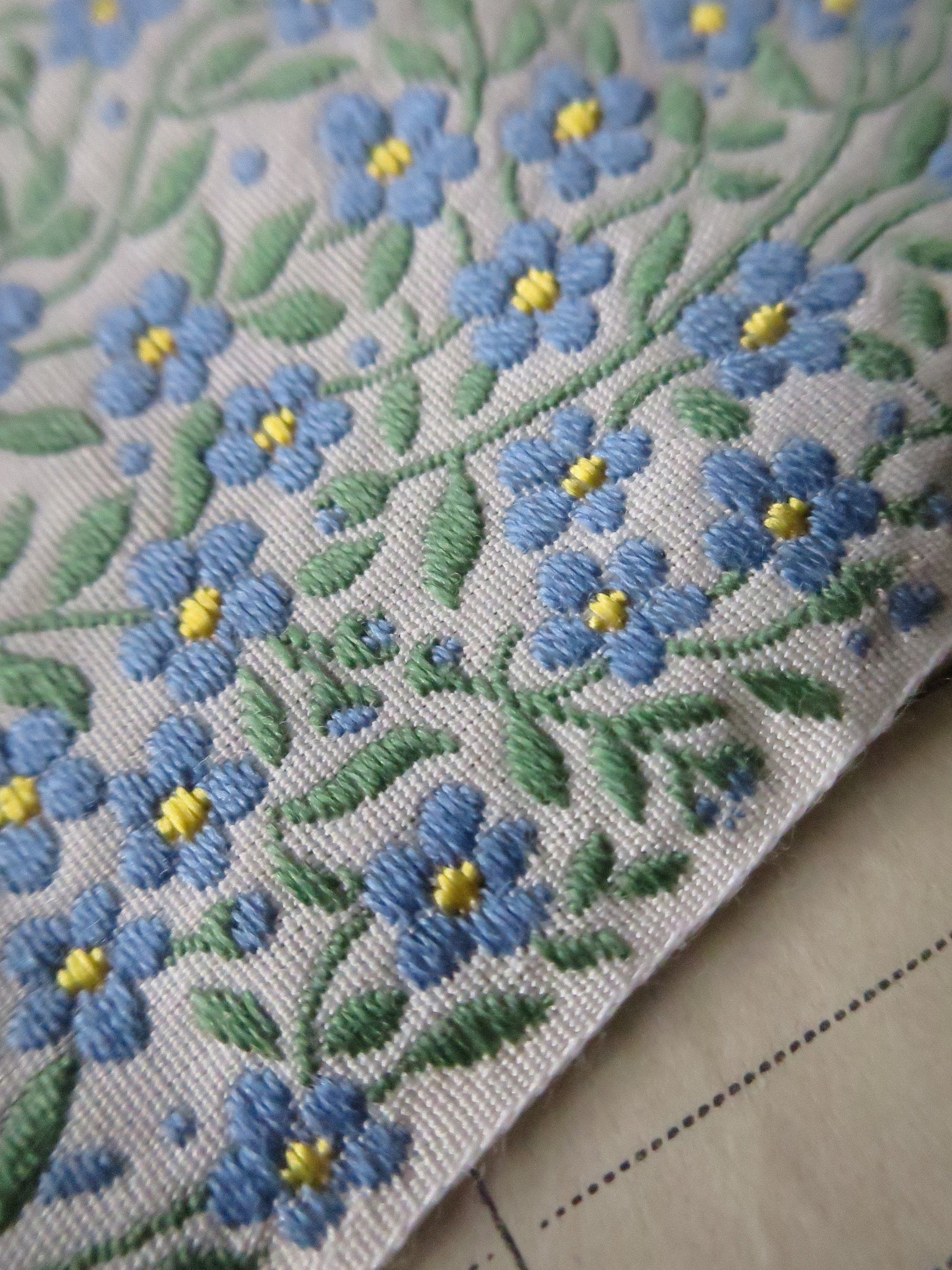 Forget-me-nots 50 mm Jacquard Woven Ribbon