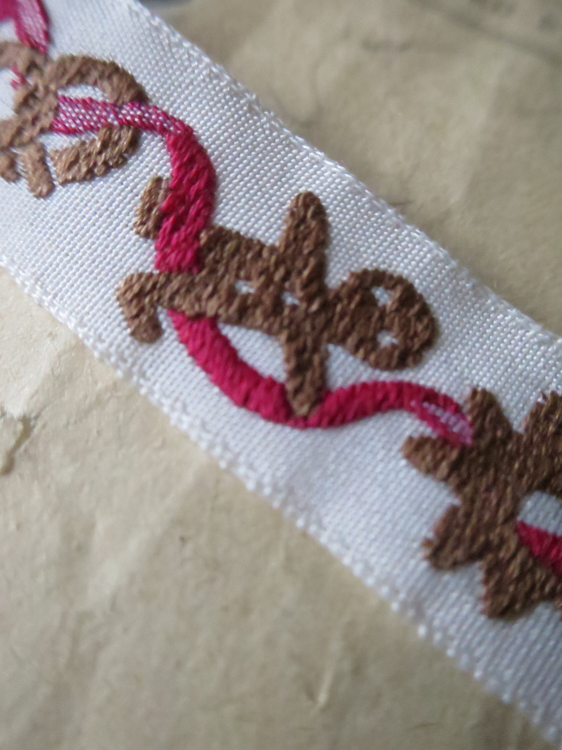 Gingerbread Men & Cookies on Red Ribbon 15 mm Jacquard Woven Ribbon