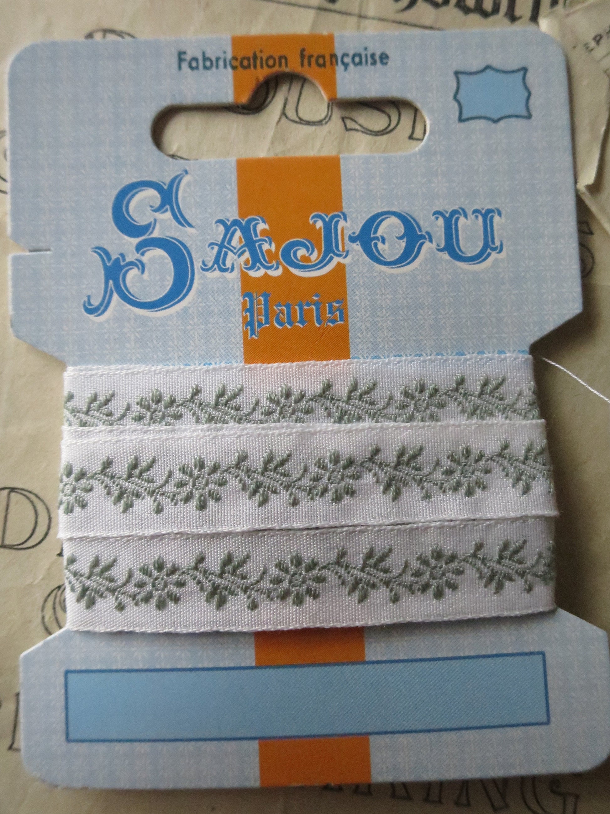 Sajou 12 mm Woven Comptoir Ribbon- Trailing Flower Motifs
