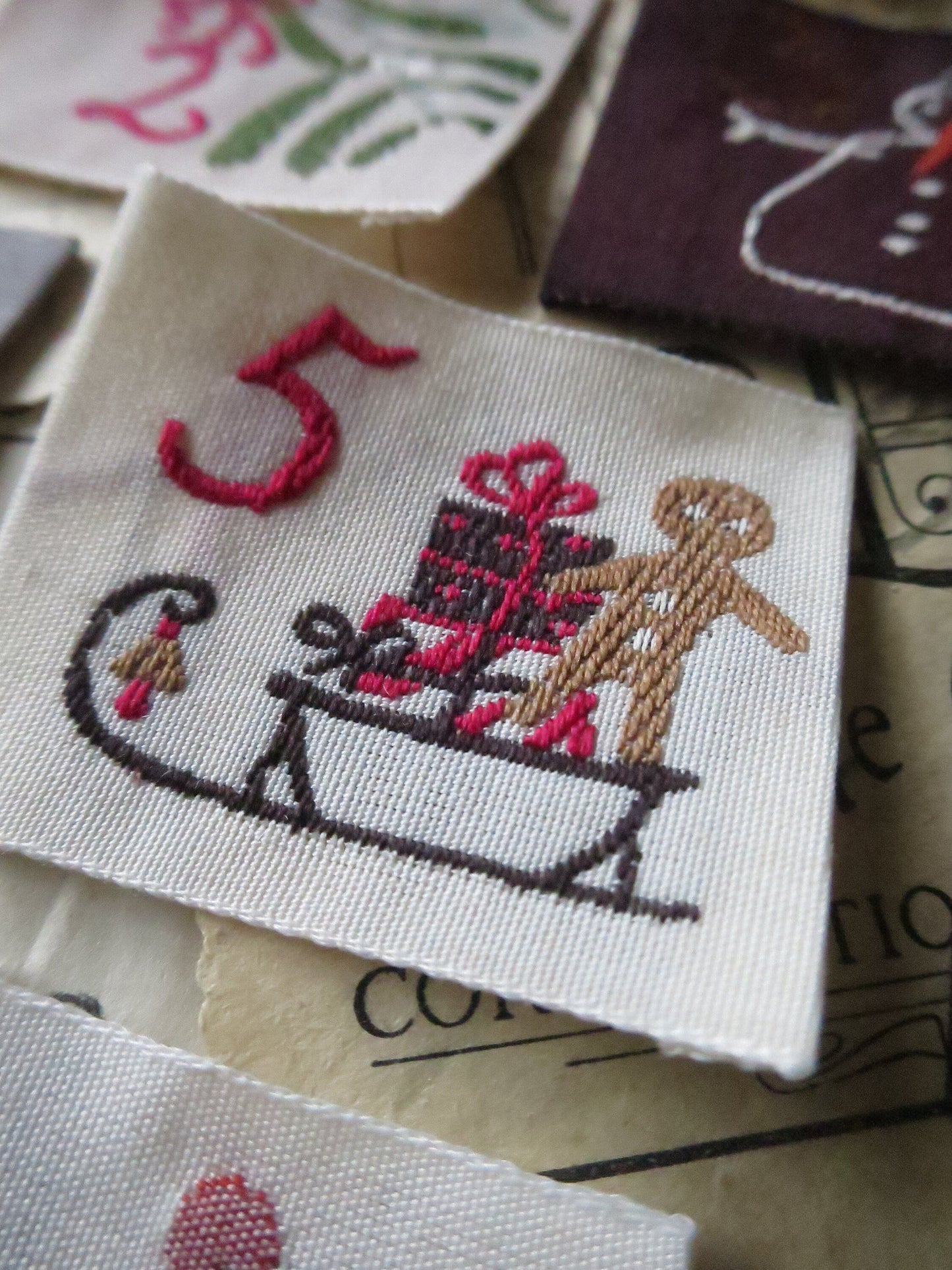 Set 10 Woven Ribbon Advent Calendar Numbers