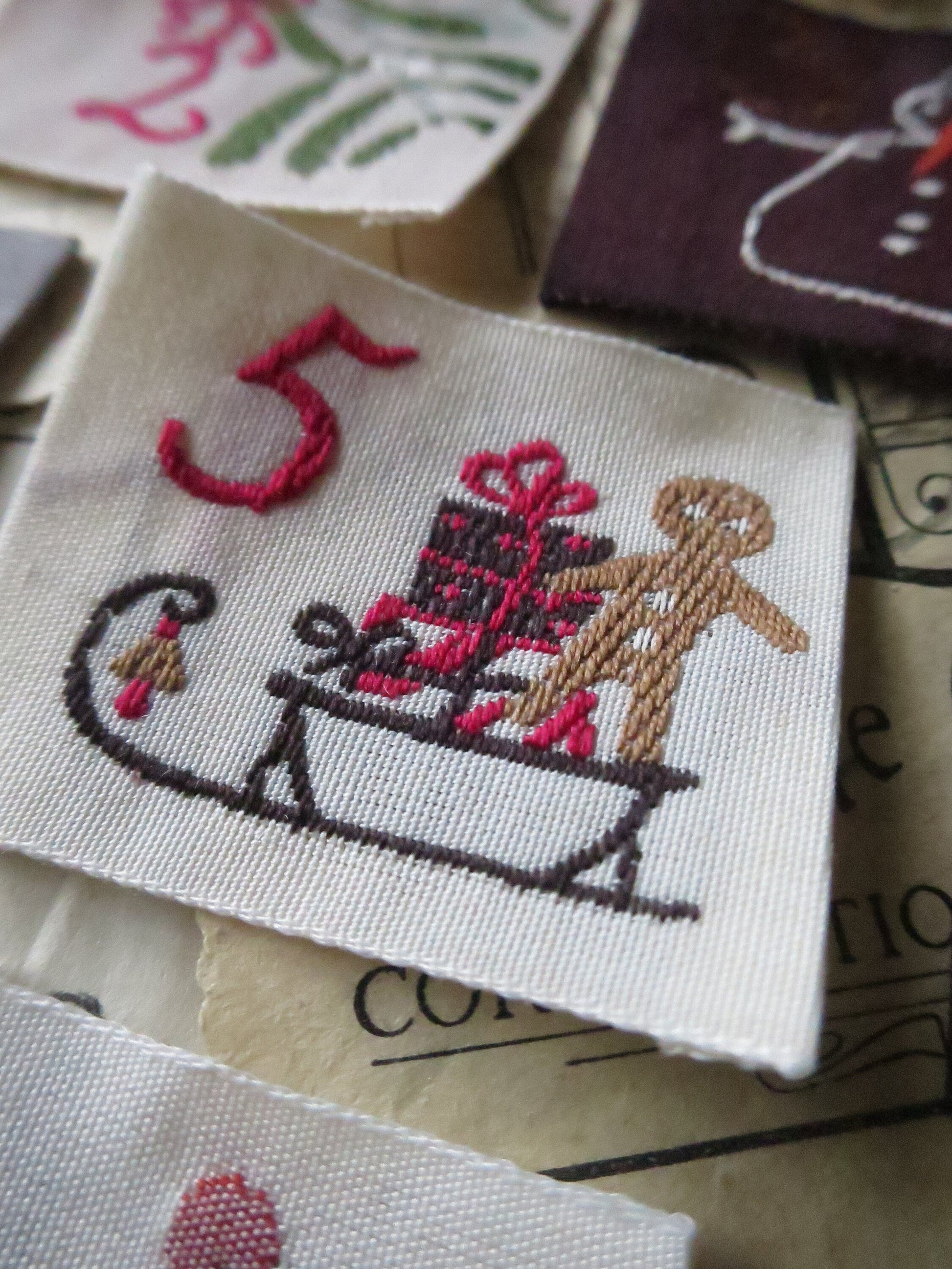 Set 10 Woven Ribbon Advent Calendar Numbers