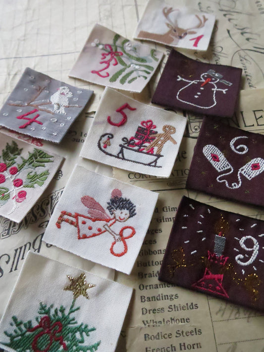 Set 10 Woven Ribbon Advent Calendar Numbers