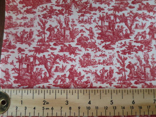 Sajou Fat Quarter Red Miniature L'offrand a l'Amour- Toile du Jouy- The Gift Of Love