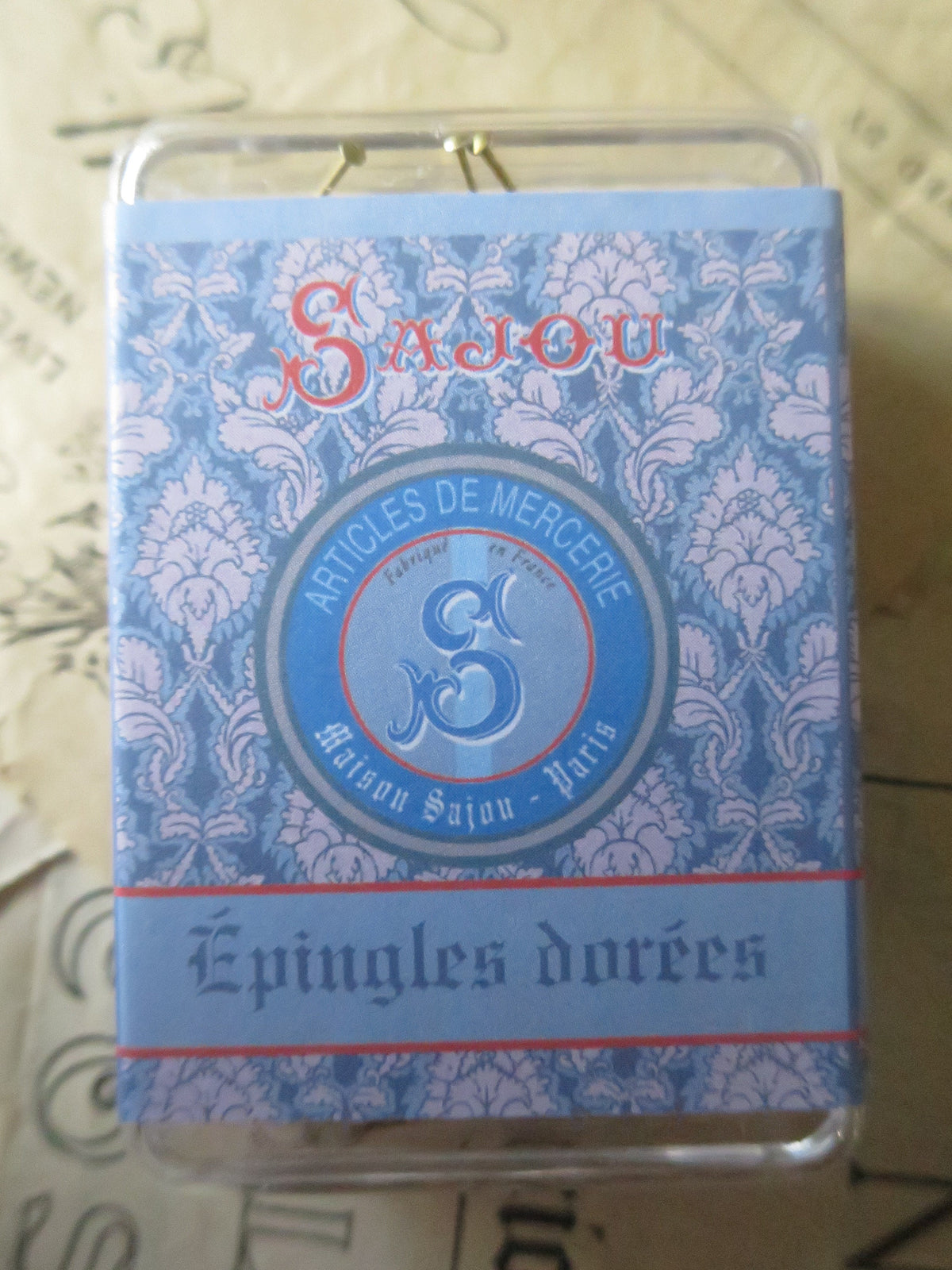 Sajou Gilded Brass Appliqué Sequin Pins- Fine, Extra Fine