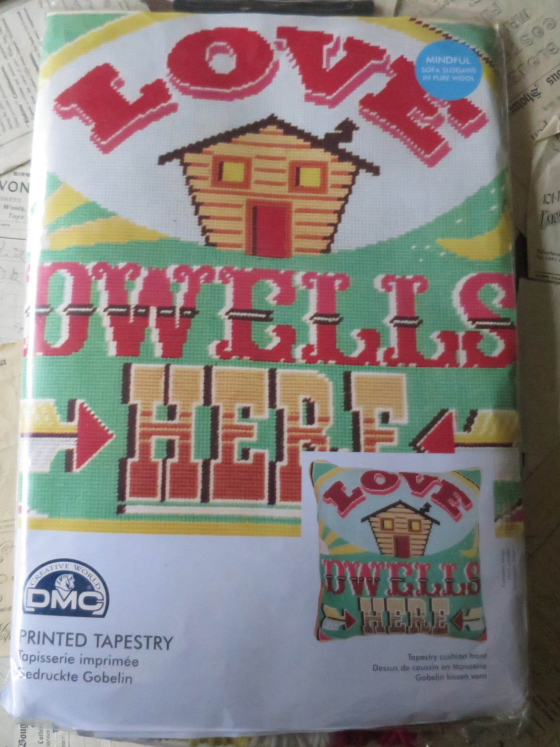 Love Dwells Here Cushion Front Tapestry Kit- Emily Peacock for DMC